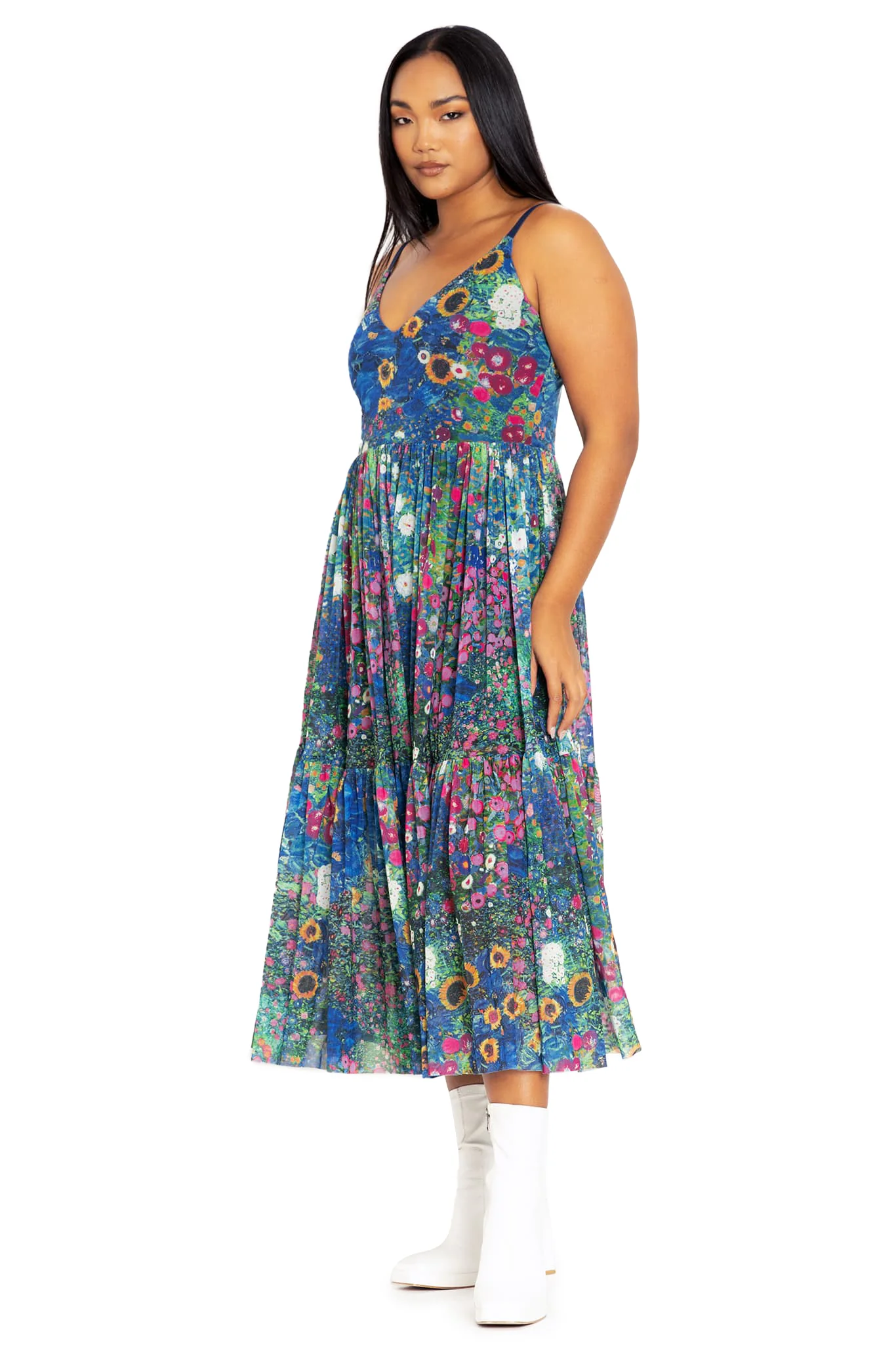 Klimt Collage Pink Sheer Midaxi Dress - Image 4