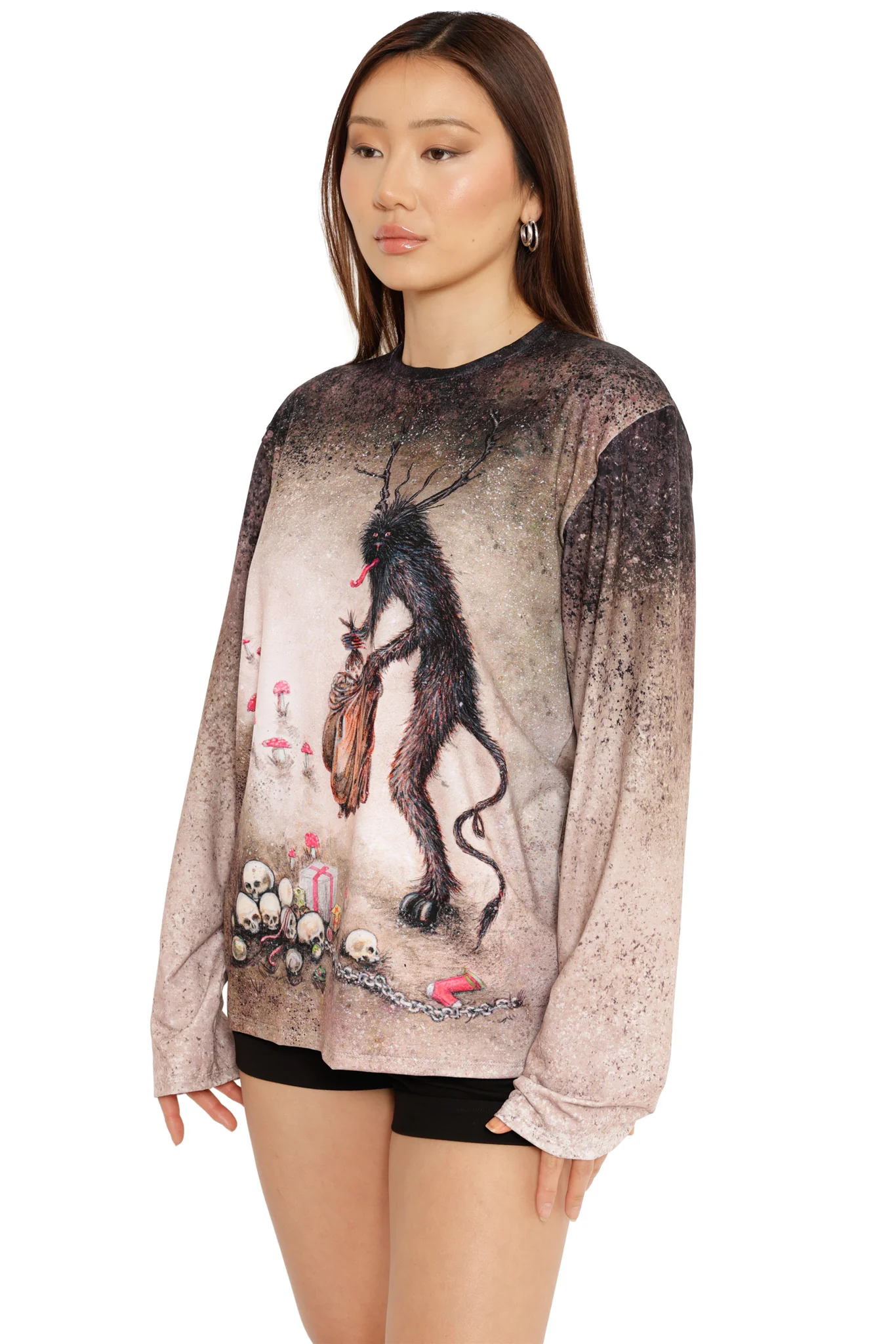 Krampus Long Sleeve Oversized Boyfriend Tee - Image 3