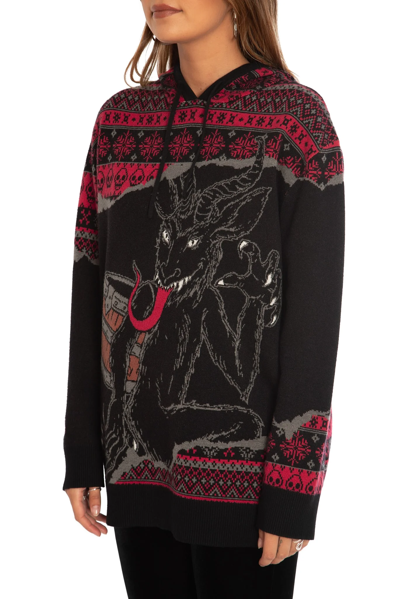 Krampus Oversized Knit Hoodie - Image 3