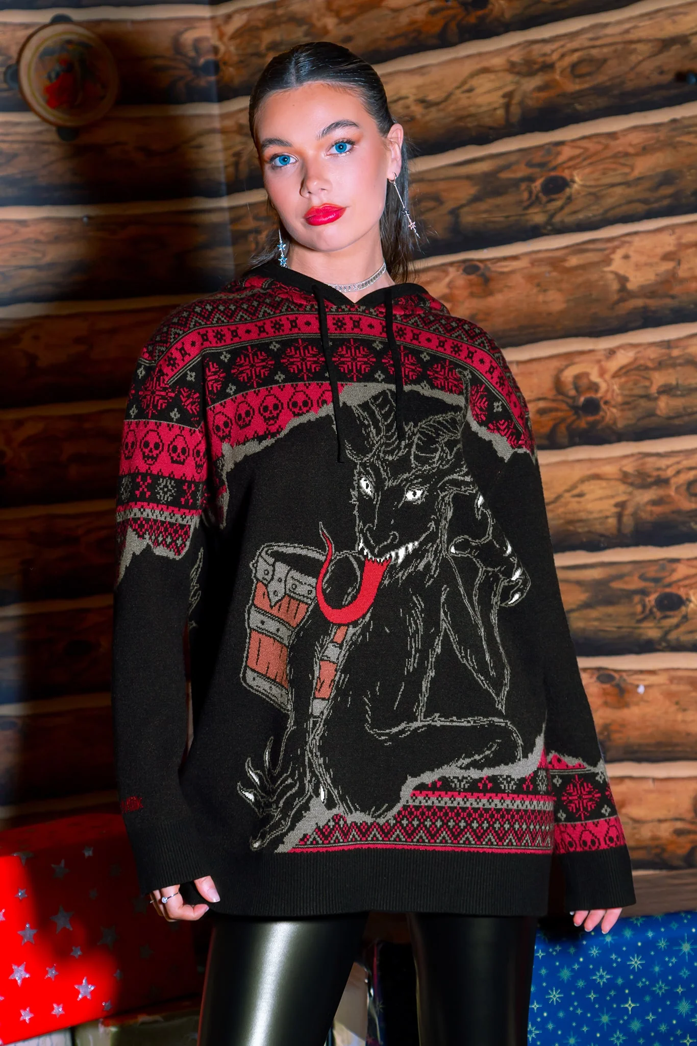 Krampus Oversized Knit Hoodie - Image 4
