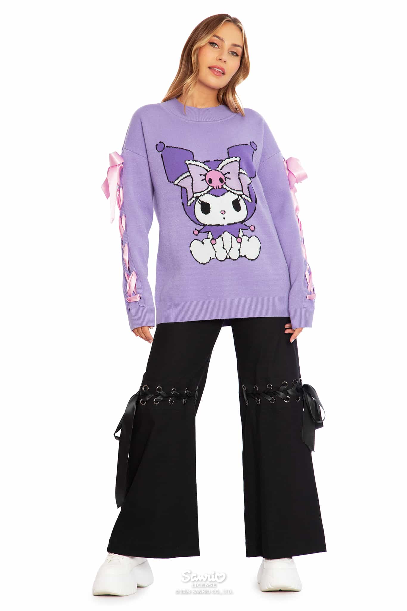 Kuromi Oversized Knit Bow Sweater - Image 9