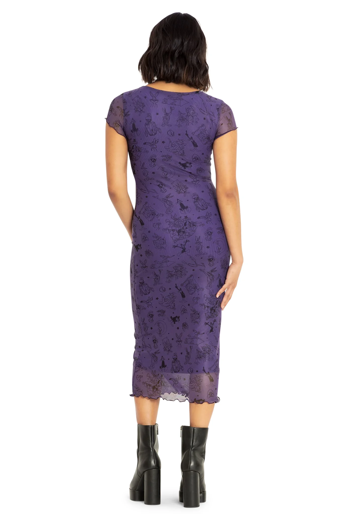 Looney Tunes Sketches Sheer Cap Sleeve Bodycon Dress - Image 2