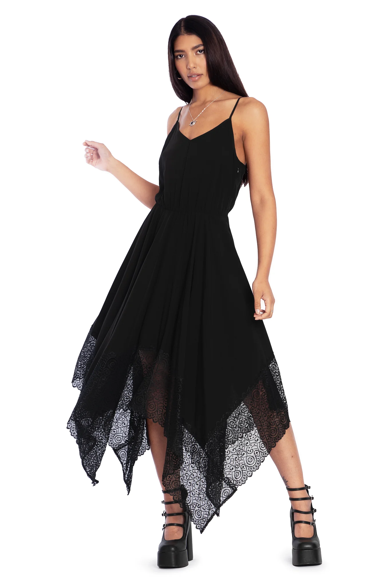 Mage Lace Handkerchief Midaxi Dress