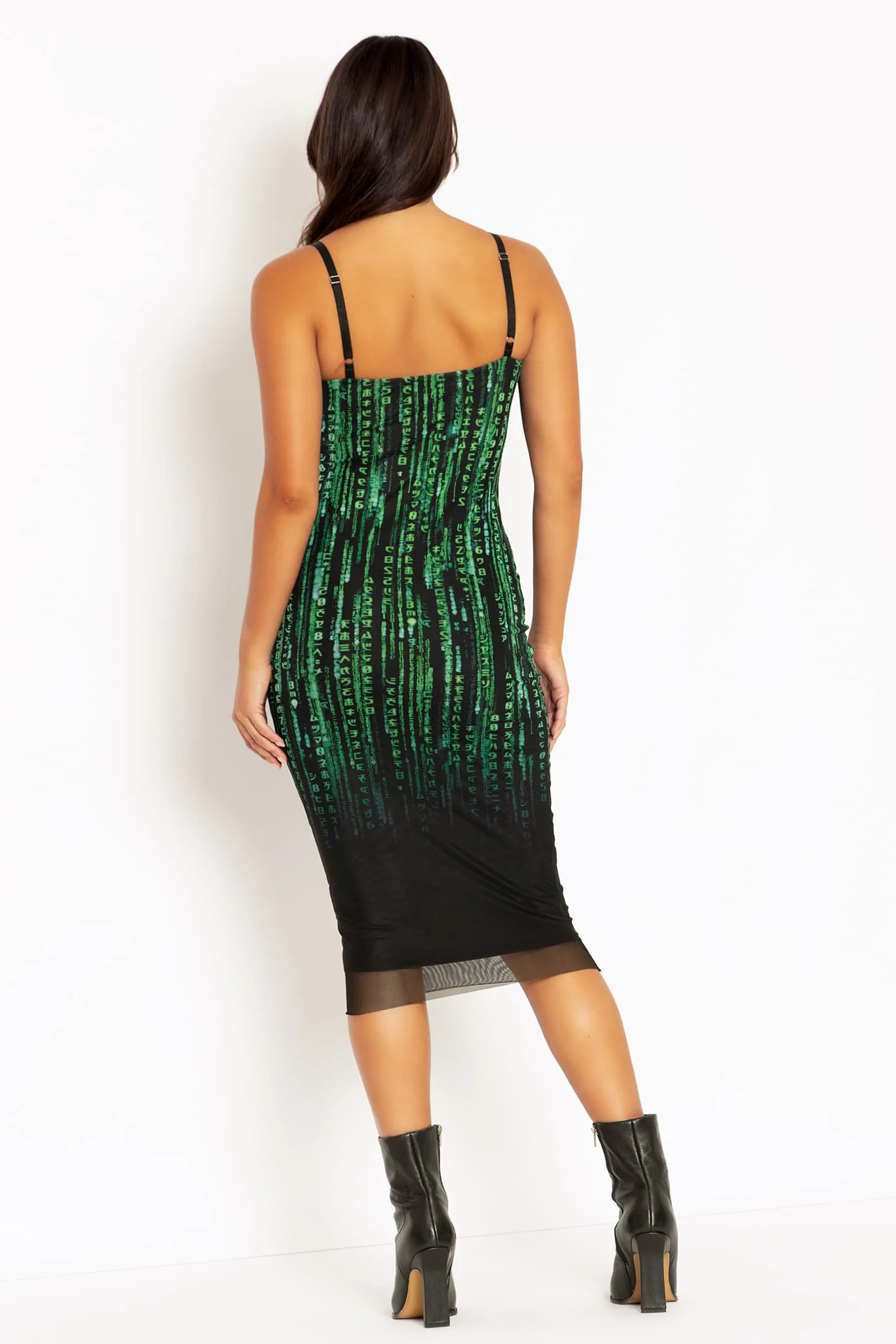 Matrix Code Sheer Bodycon Slip Dress - Image 2