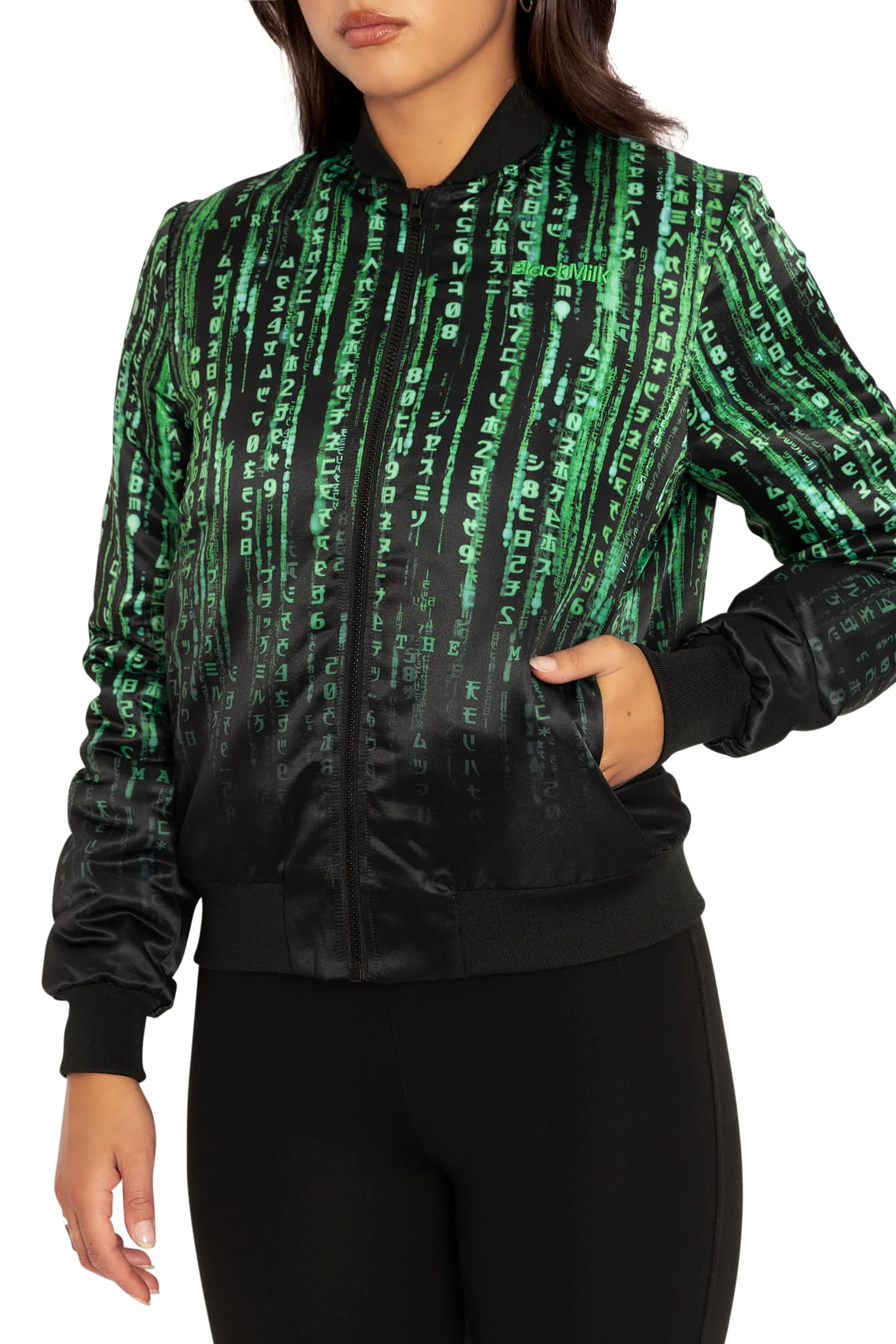 Matrix Code Shiny Bomber Jacket - Image 3