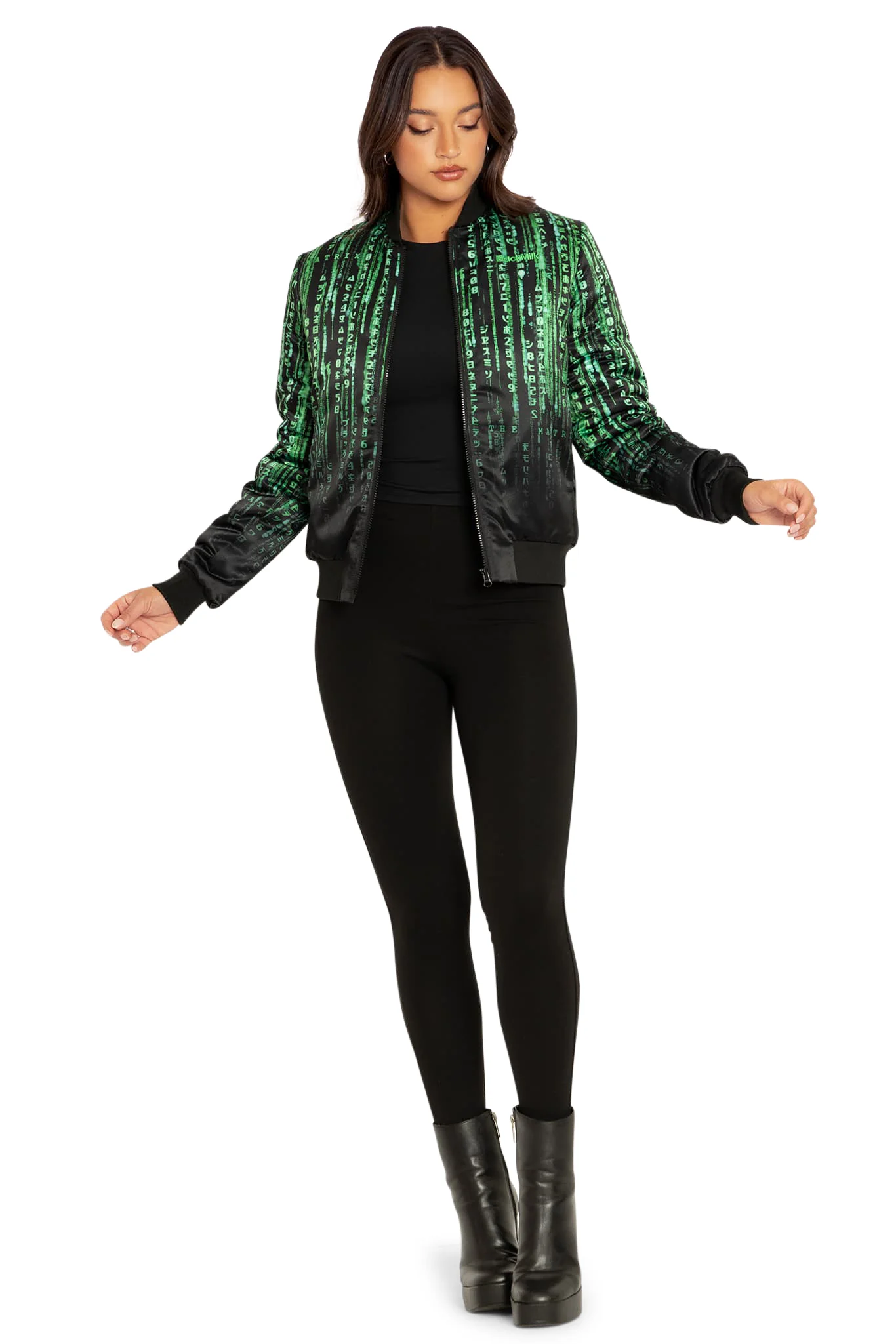Matrix Code Shiny Bomber Jacket - Image 5