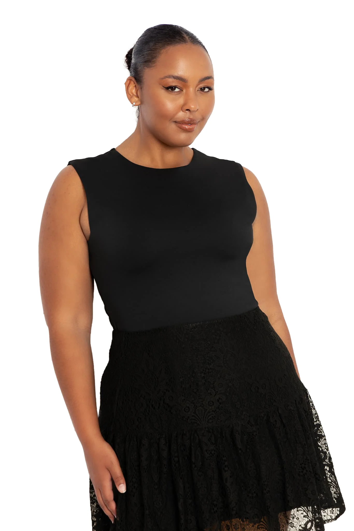 Matte Black Crew Neck Cropped Tank - Image 6