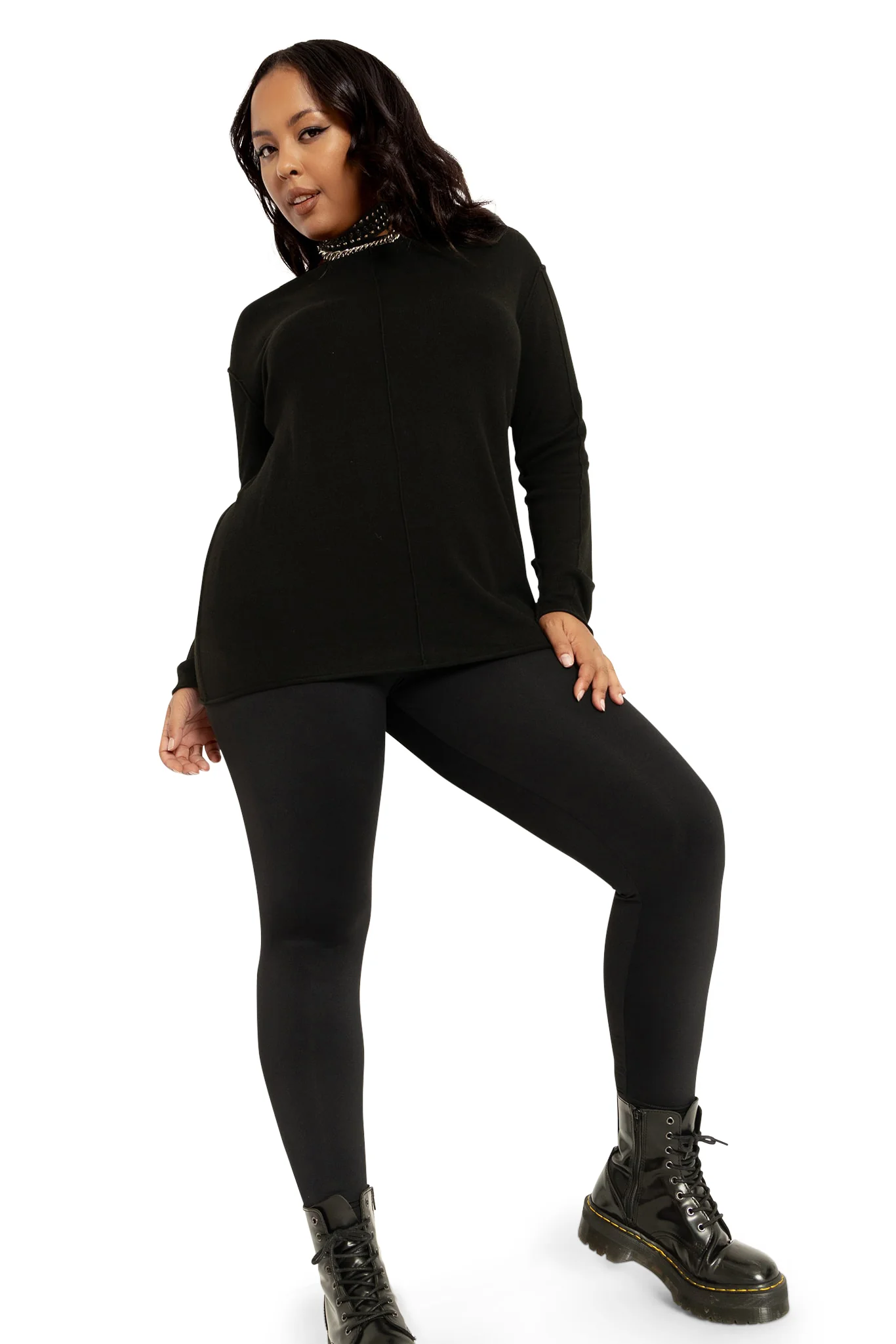 Matte Black High Waisted Leggings - Image 7