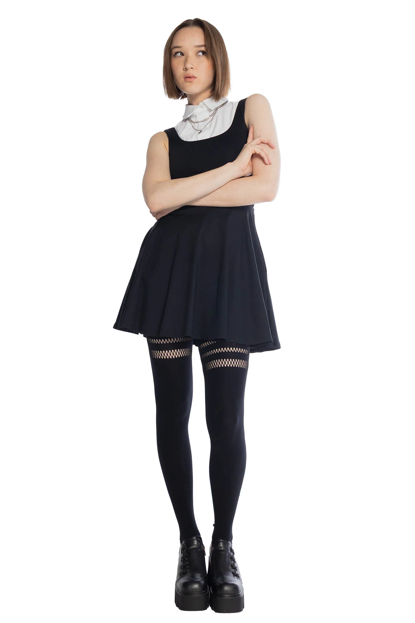 Matte Black Tank Mini Skater Dress - Image 7