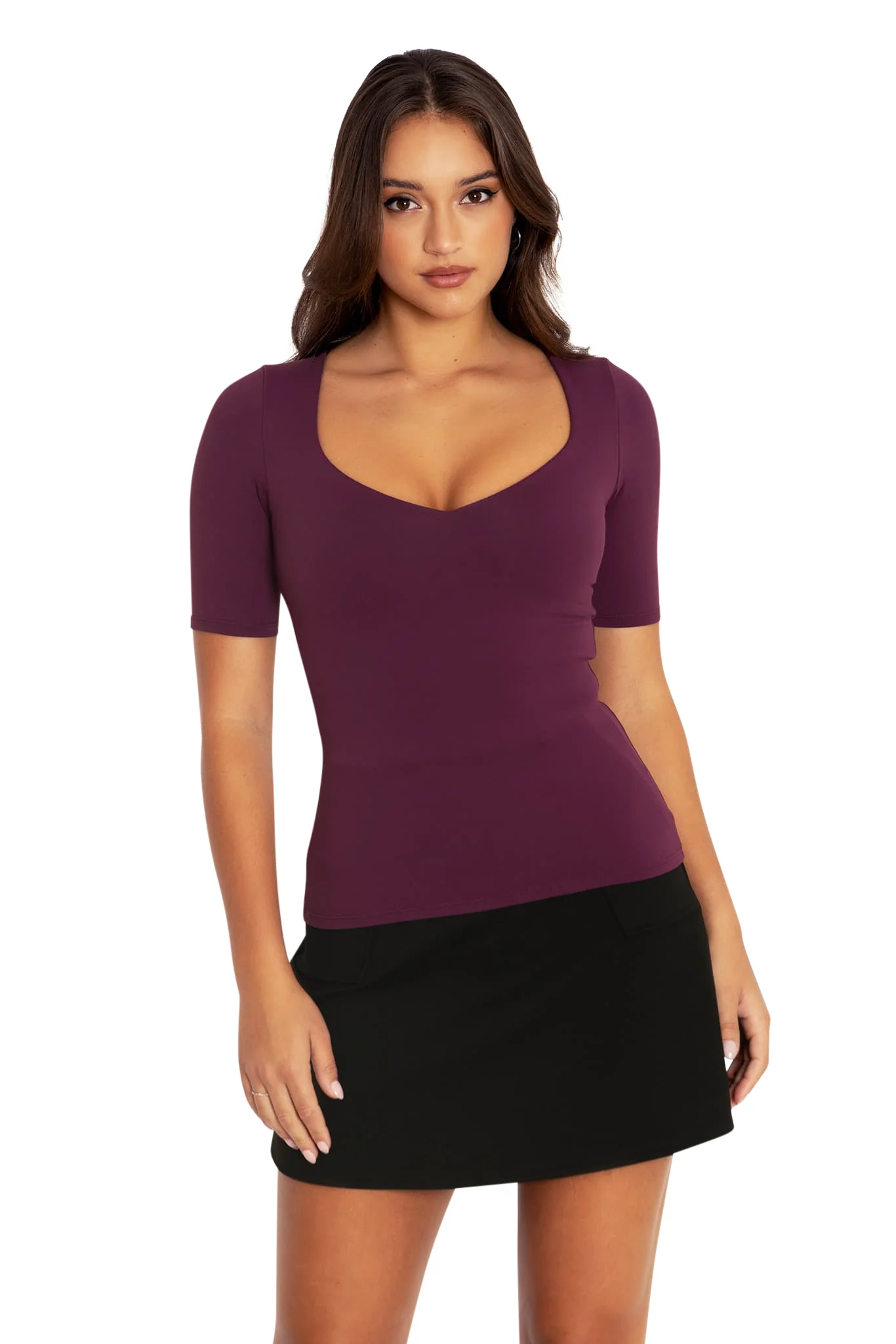 Matte Mulberry Heart Short Sleeve Top