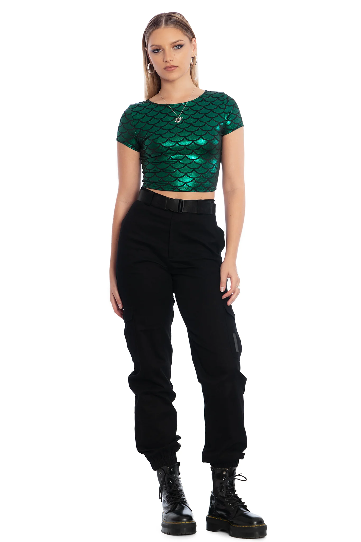 Mermaid Emerald Cap Sleeve Crop - Image 5