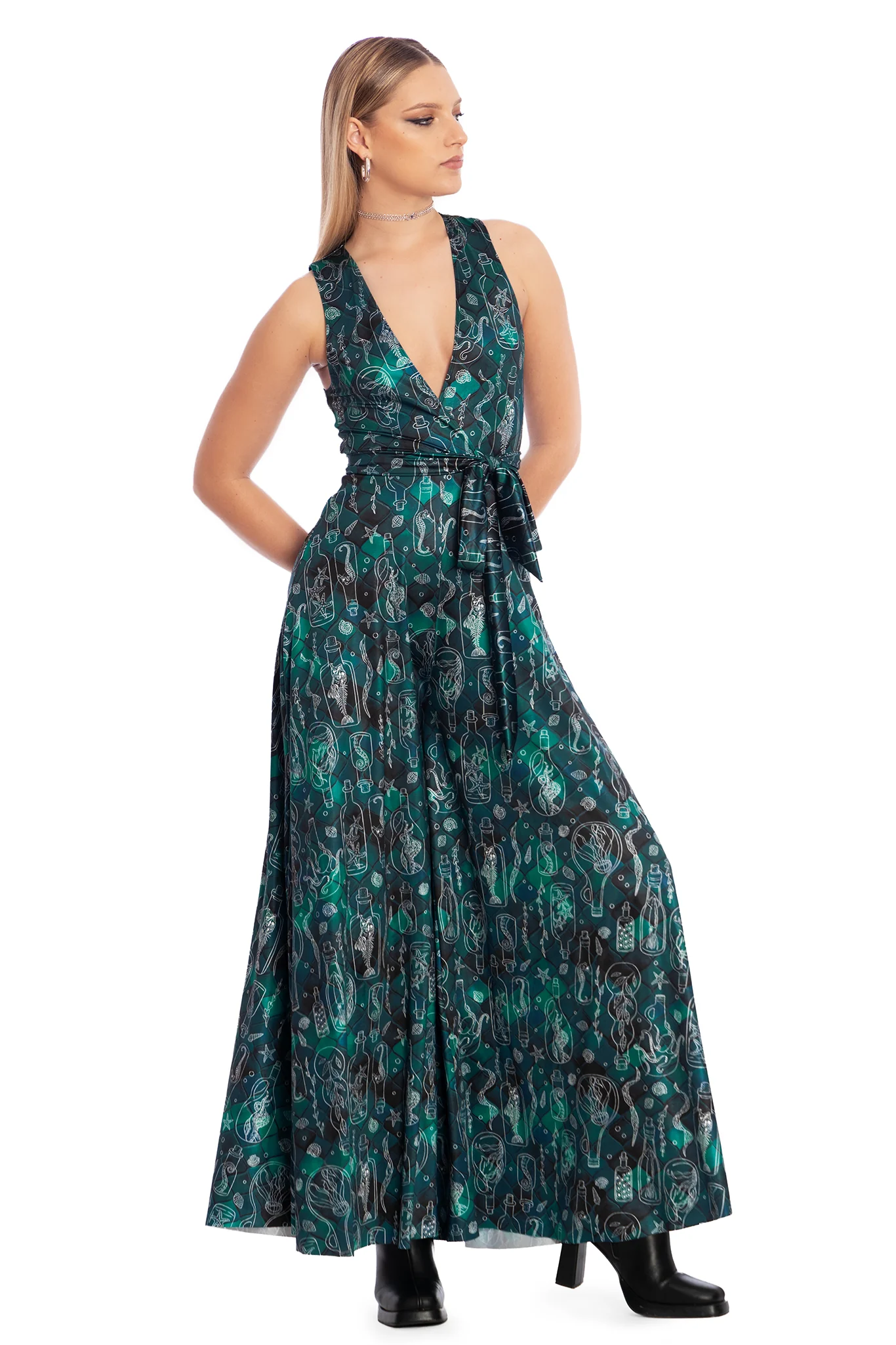 Mermaid's Grotto Plunge Wide Leg Jumpsuit - Image 8