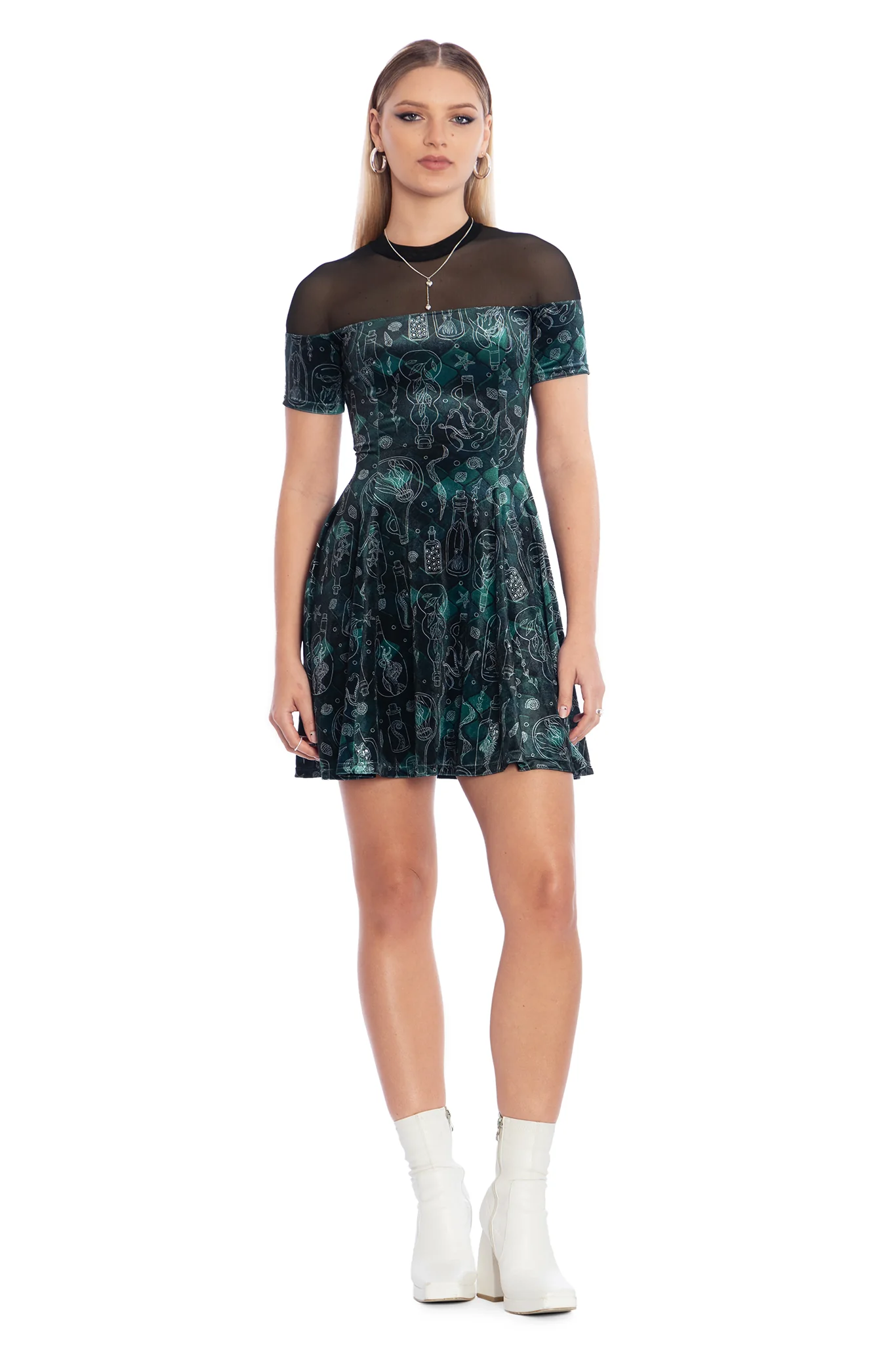 Mermaid's Grotto Sheer Splice Evil Tee Dress - Image 6