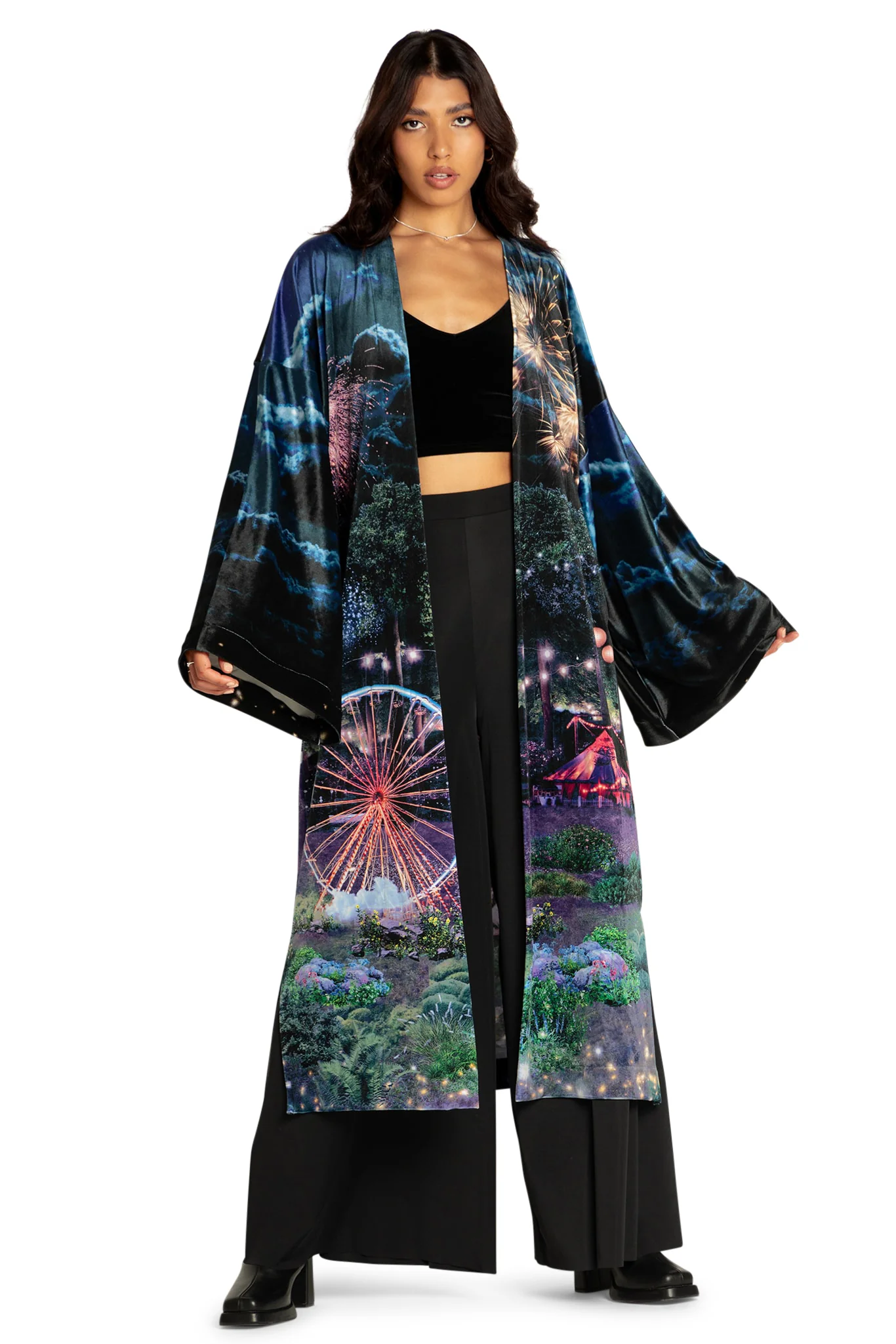 Merry-Go-Gallop Velvet Split Kimono