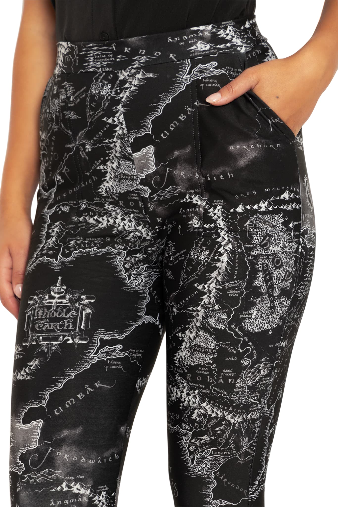 Middle-Earth Map Black Cuffed Pants - Image 6