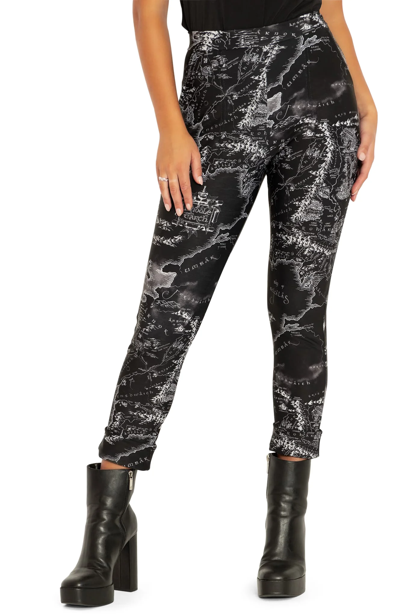 Middle-Earth Map Black Cuffed Pants - Image 5
