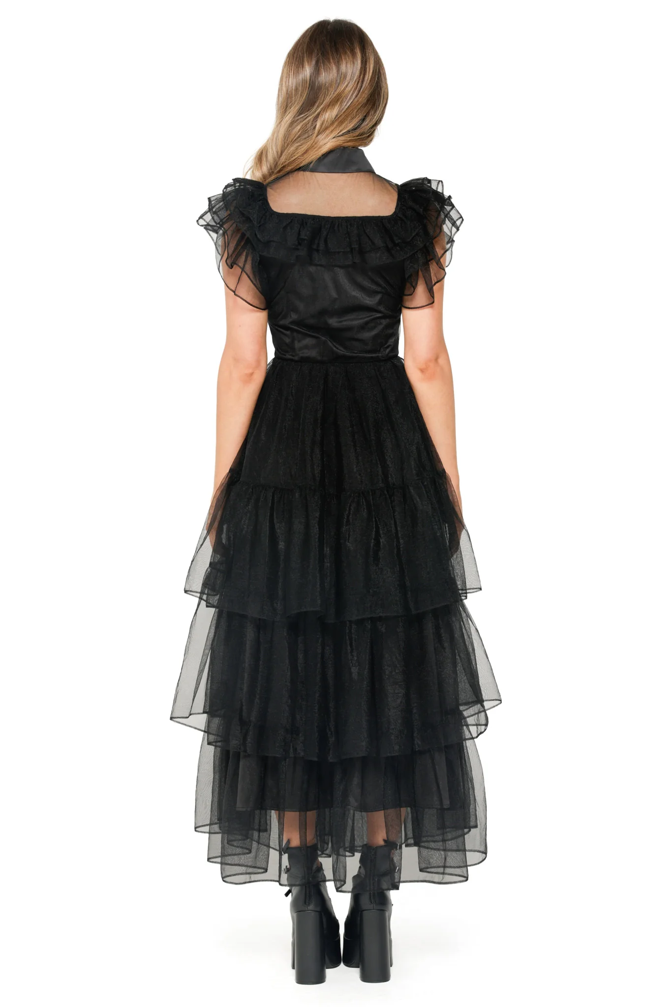 Midnight Mourning Tiered Tulle Maxi Dress - Image 5