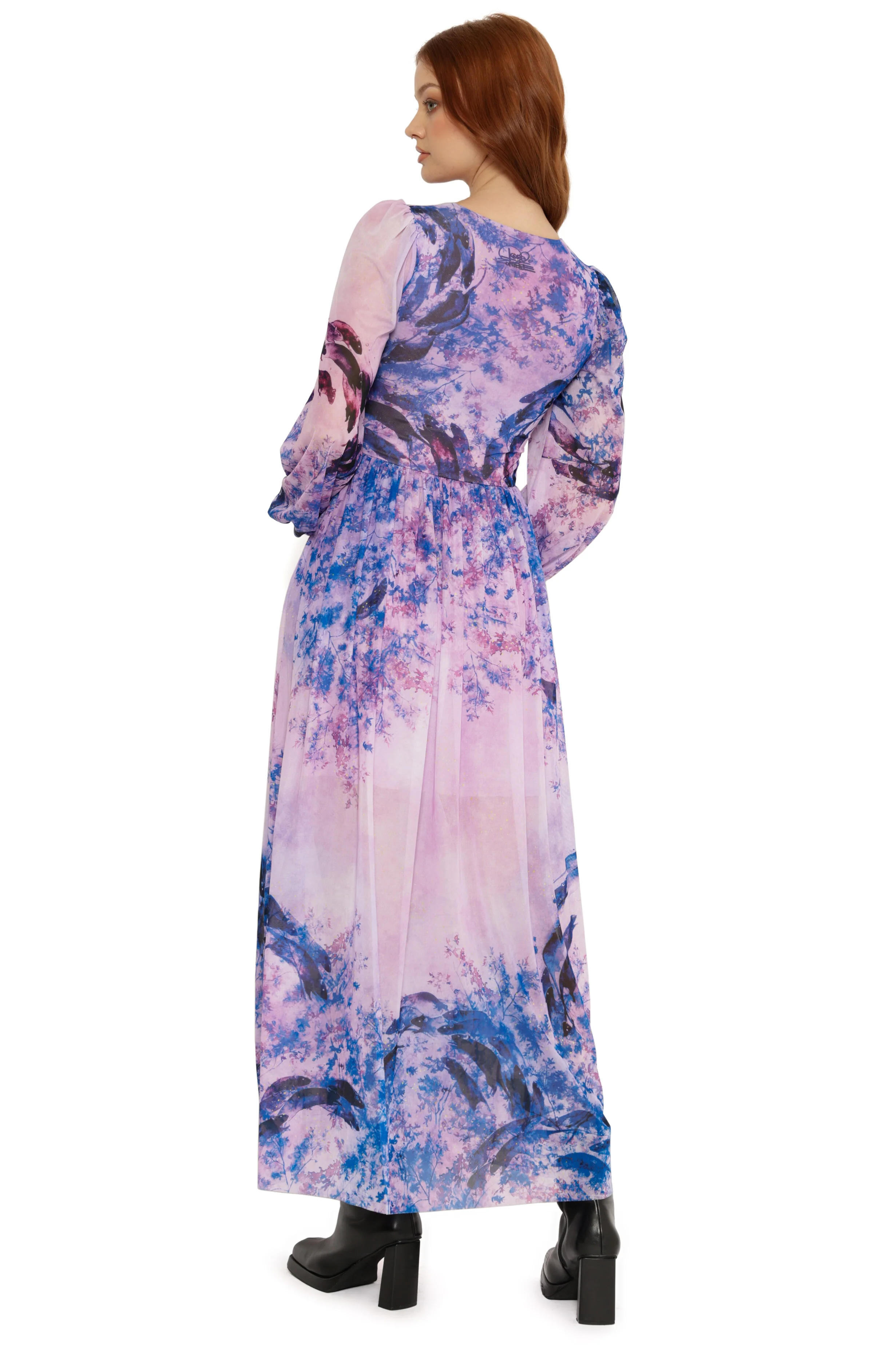 Mischief In The Fields Sheer Bishop Maxi Dress - Image 3