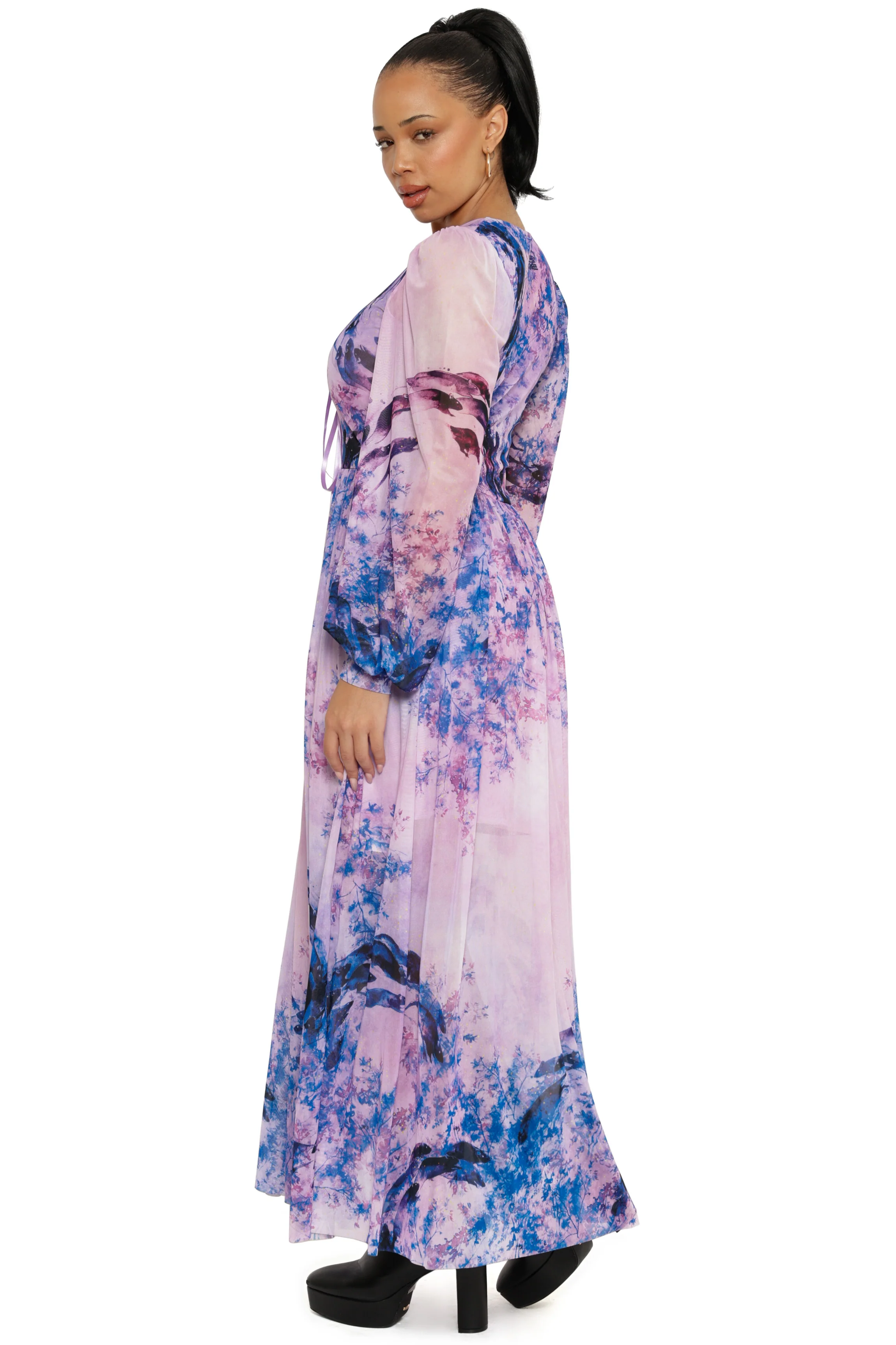 Mischief In The Fields Sheer Bishop Maxi Dress - Image 6