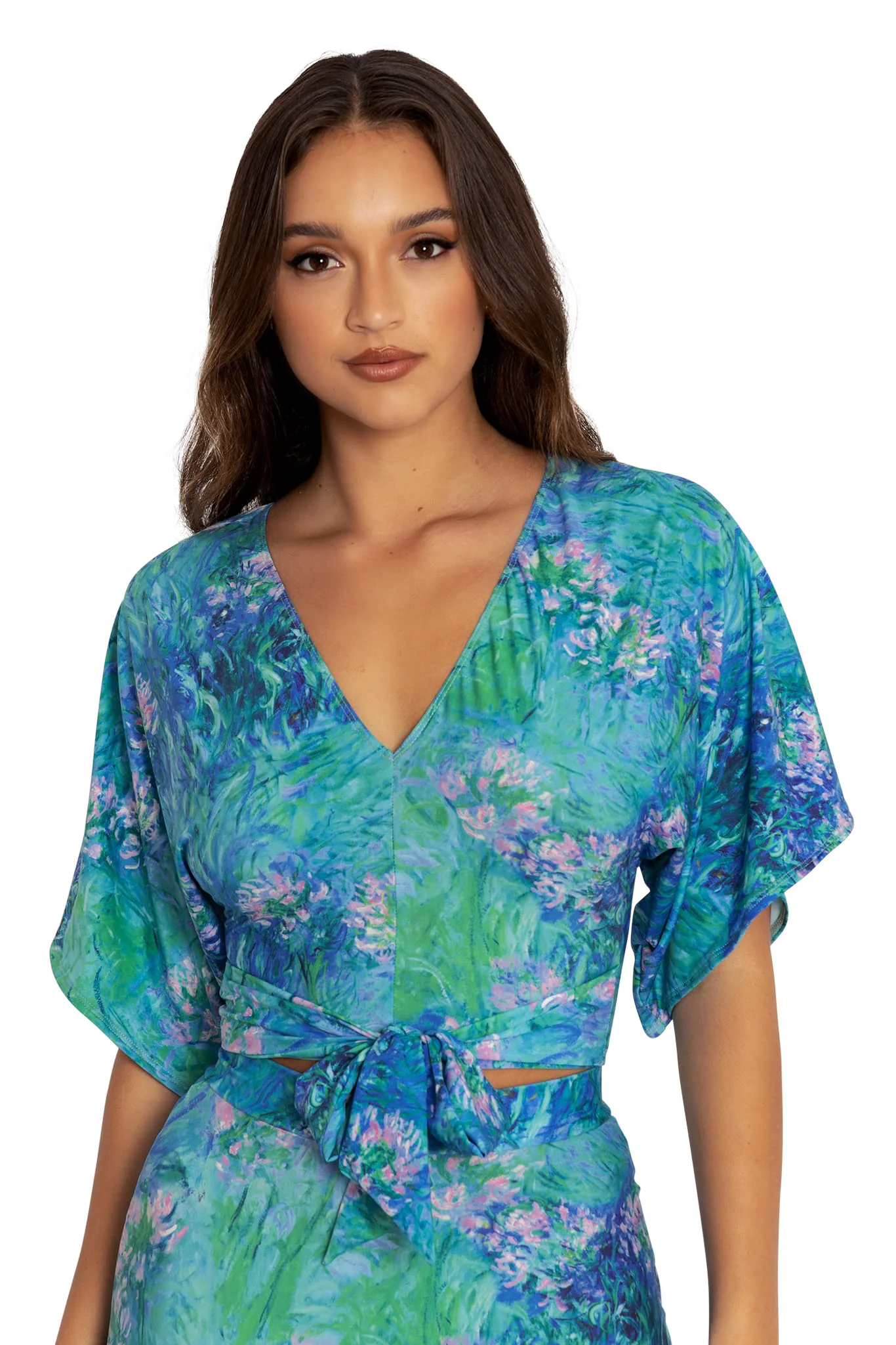 Monet Agapanthus Kimono Tie Top - Image 7