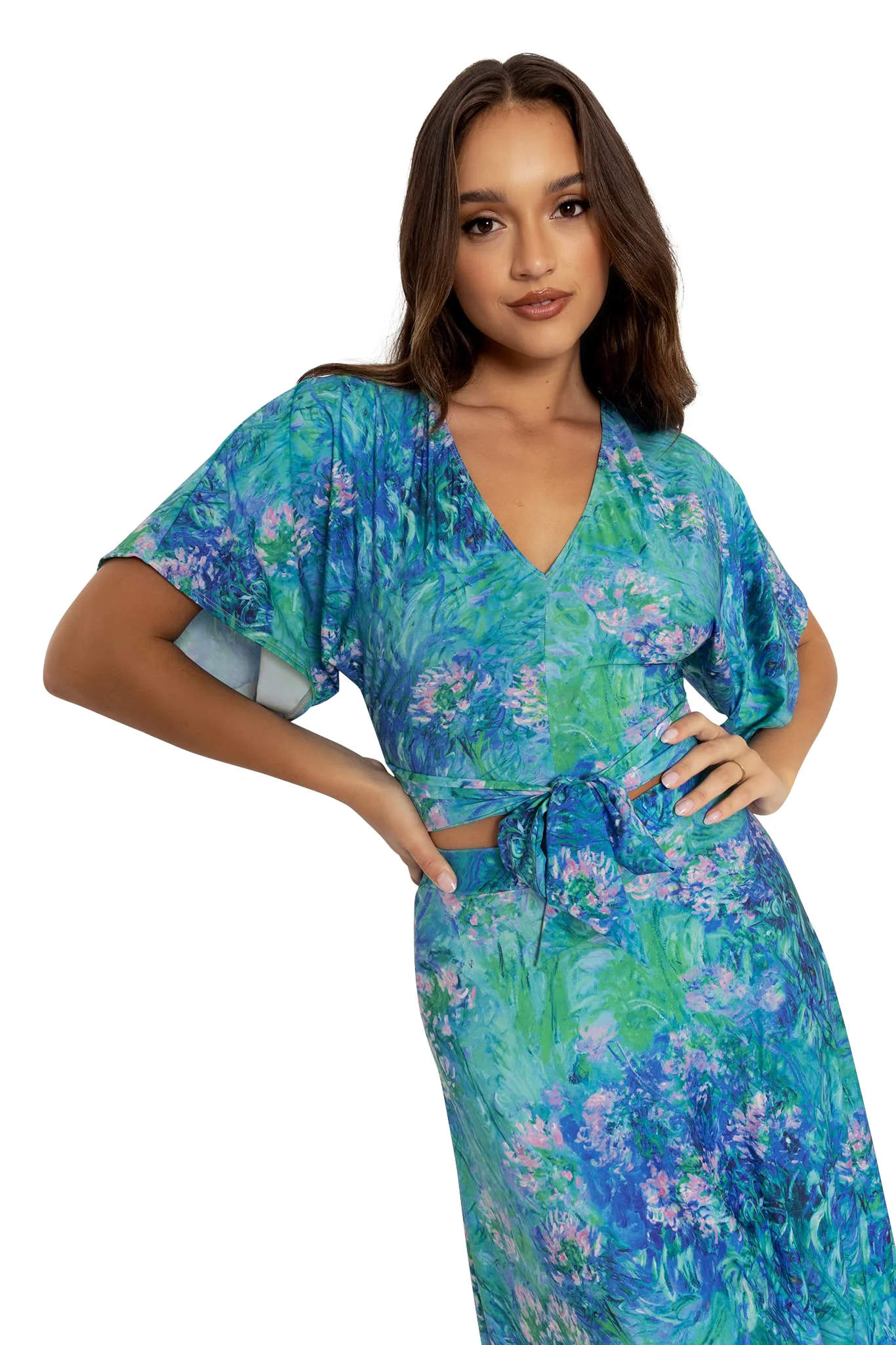 Monet Agapanthus Kimono Tie Top - Image 8