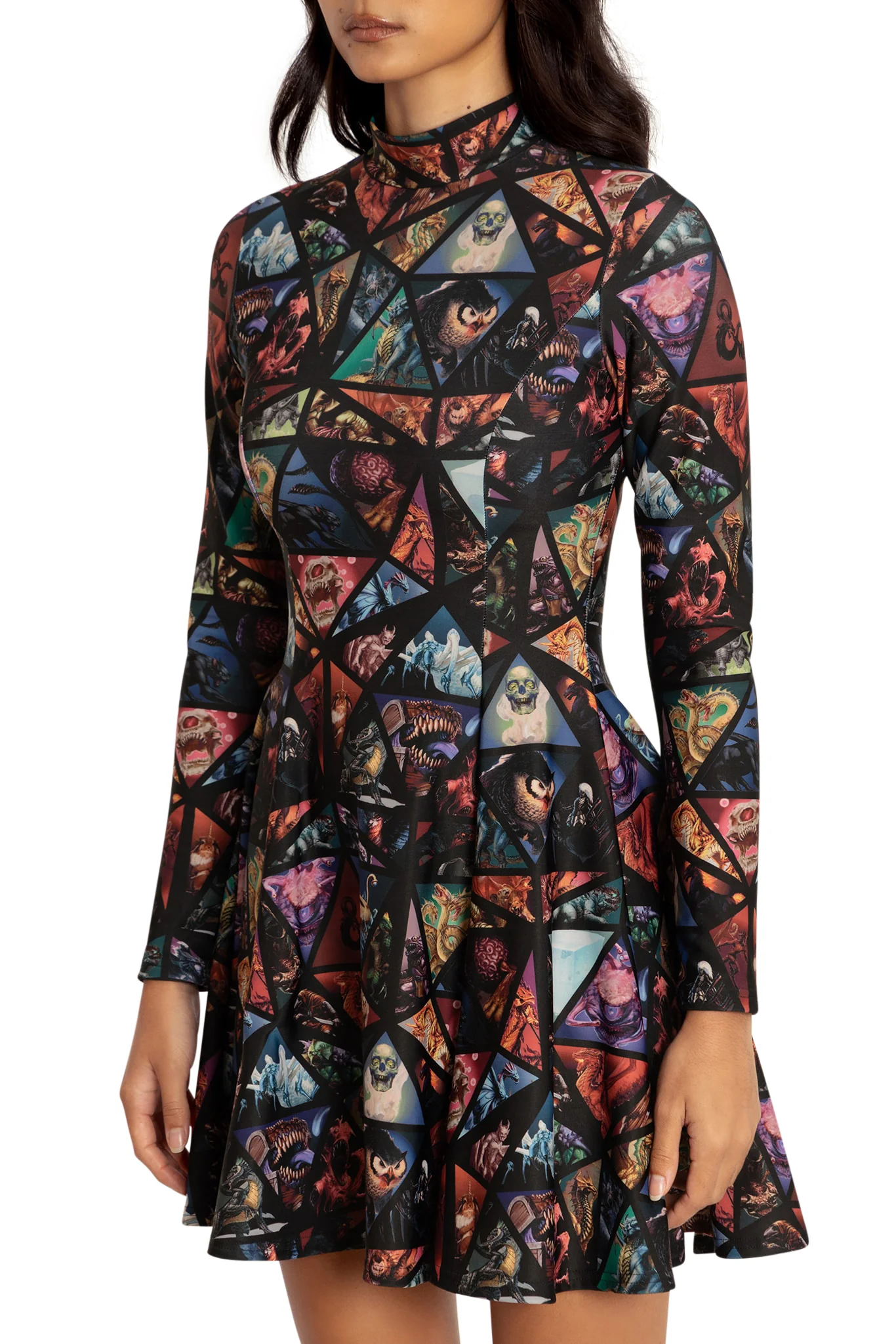 Monster Manual Long Sleeve Evil Mini Skater Dress - Image 3