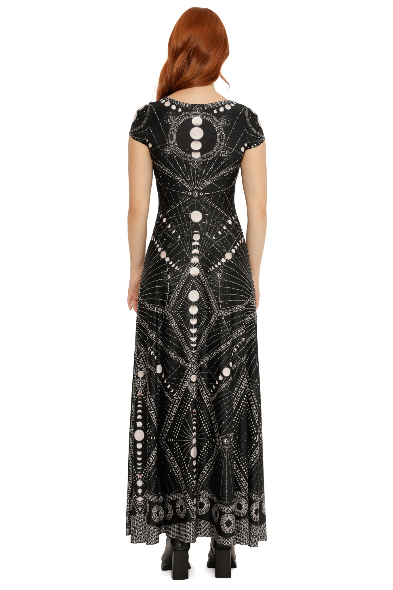 Moon Phases Cap Sleeve Scoop Maxi Dress - Image 5