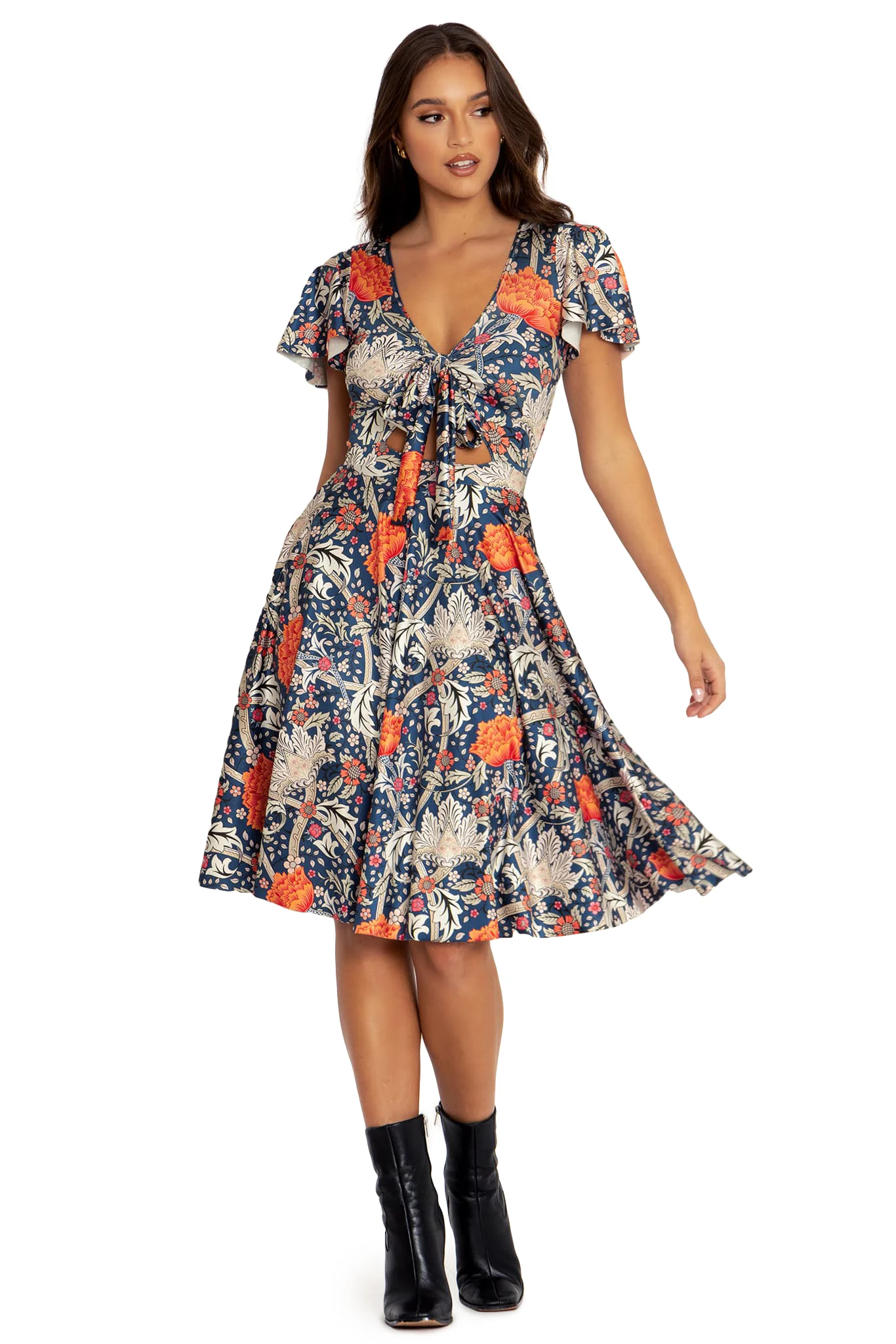 Morris Blue And Orange Rio Midi Dress