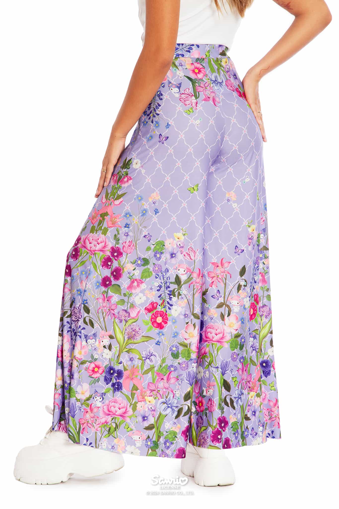 My Melody And Kuromi Floral Purple Palazzo Pants - Image 2