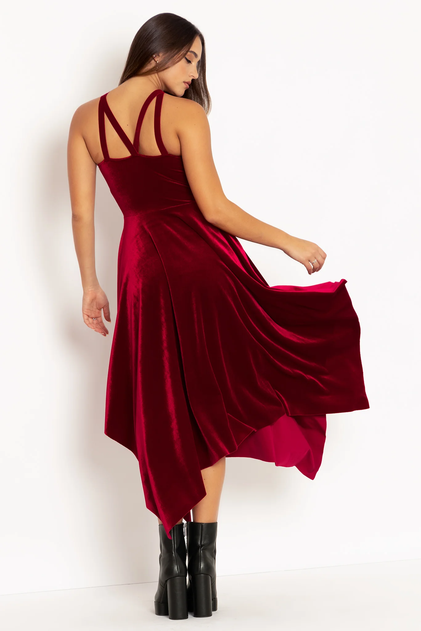 Occultist Velvet Blood Red Handkerchief Dress - Image 2