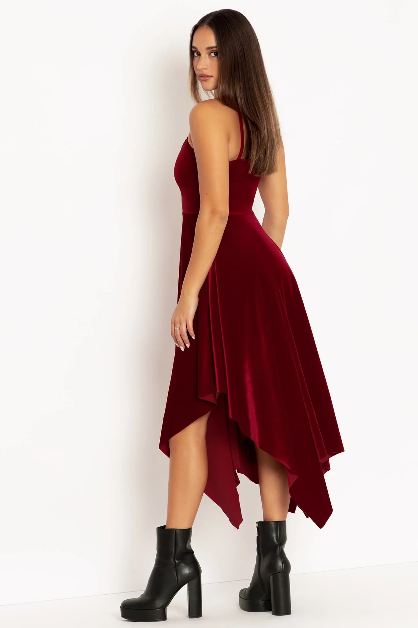 Occultist Velvet Blood Red Handkerchief Dress - Image 4