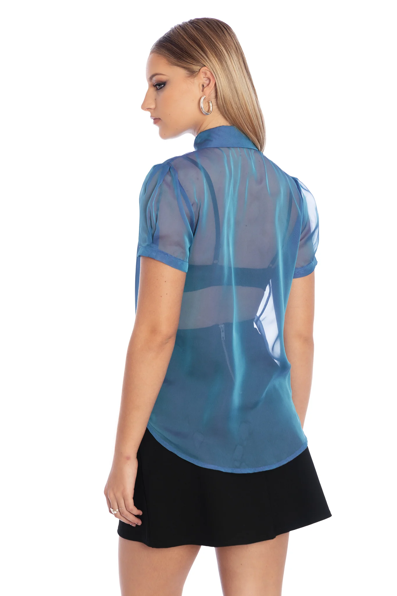 Ocean Gleam Puff Sleeve Cute As A Button Shirt - Image 2
