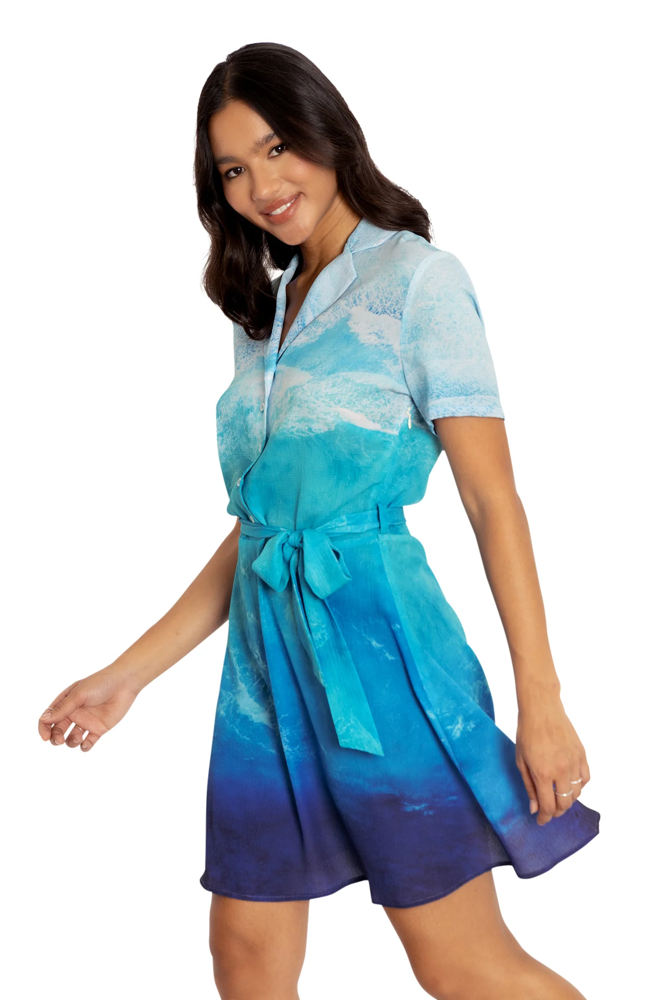 Ocean Waves Shirt Dress - Image 4