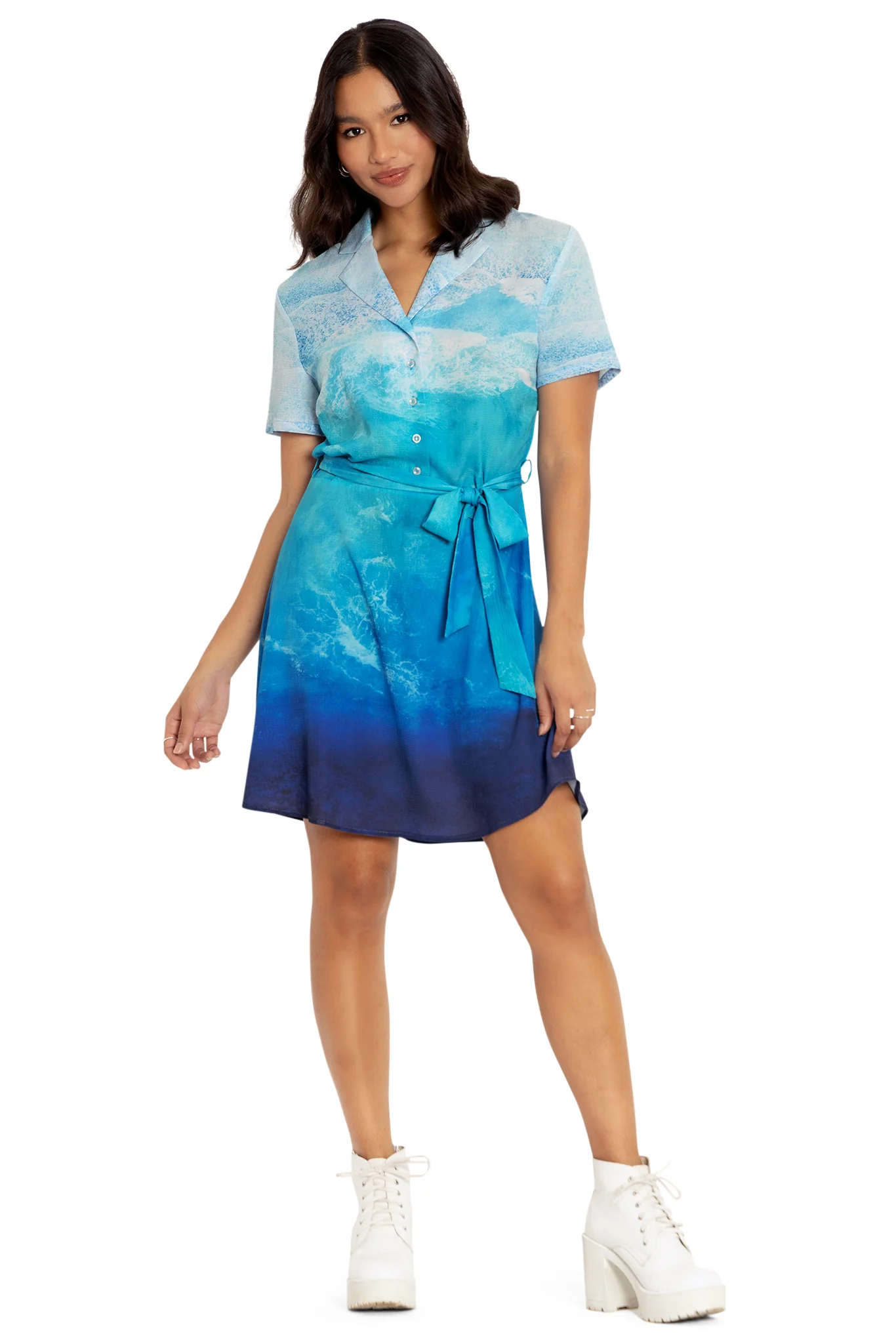 Ocean Waves Shirt Dress - Image 5