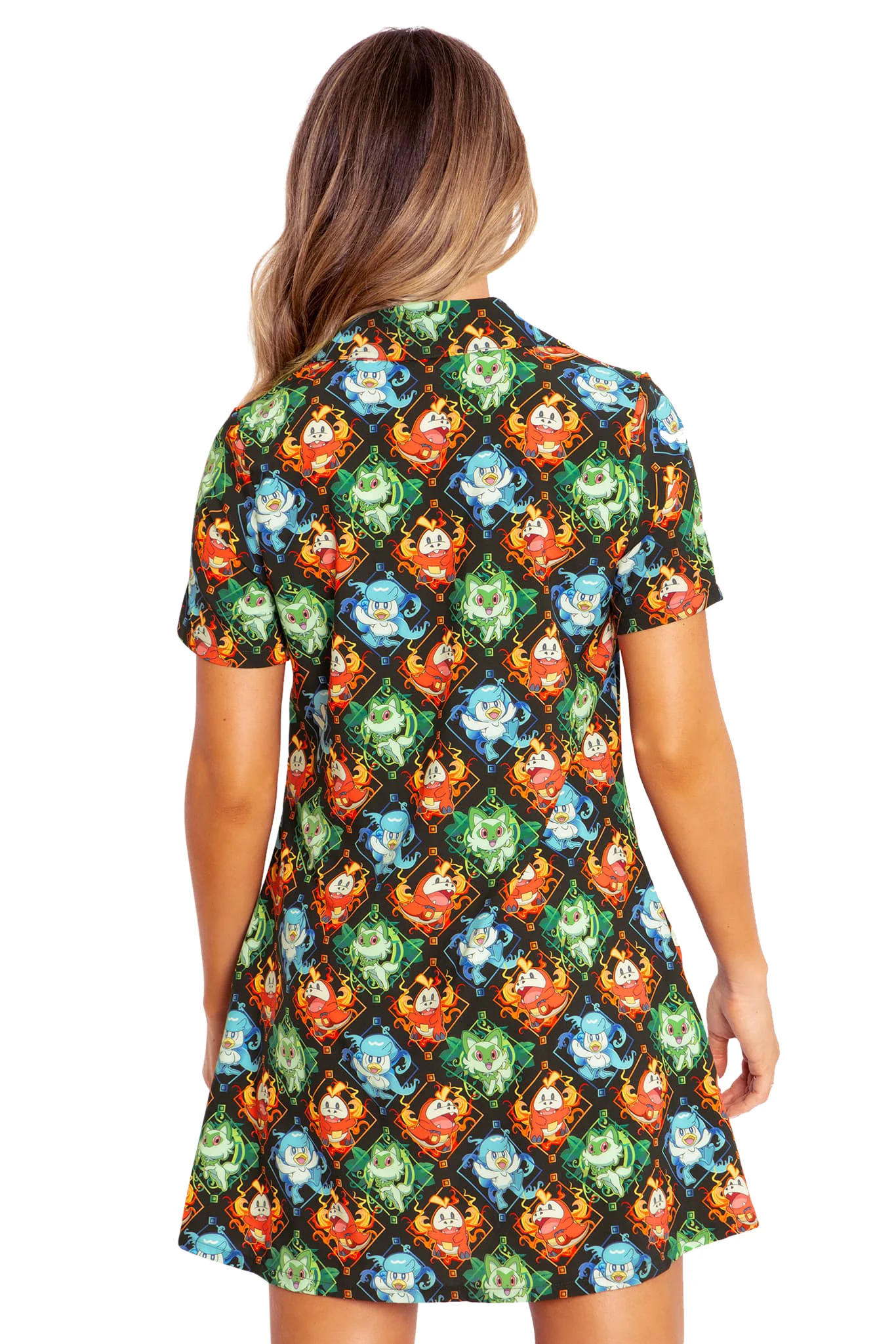 Paldea First Partner Pokémon Short Sleeve Button Up Dress - Image 6