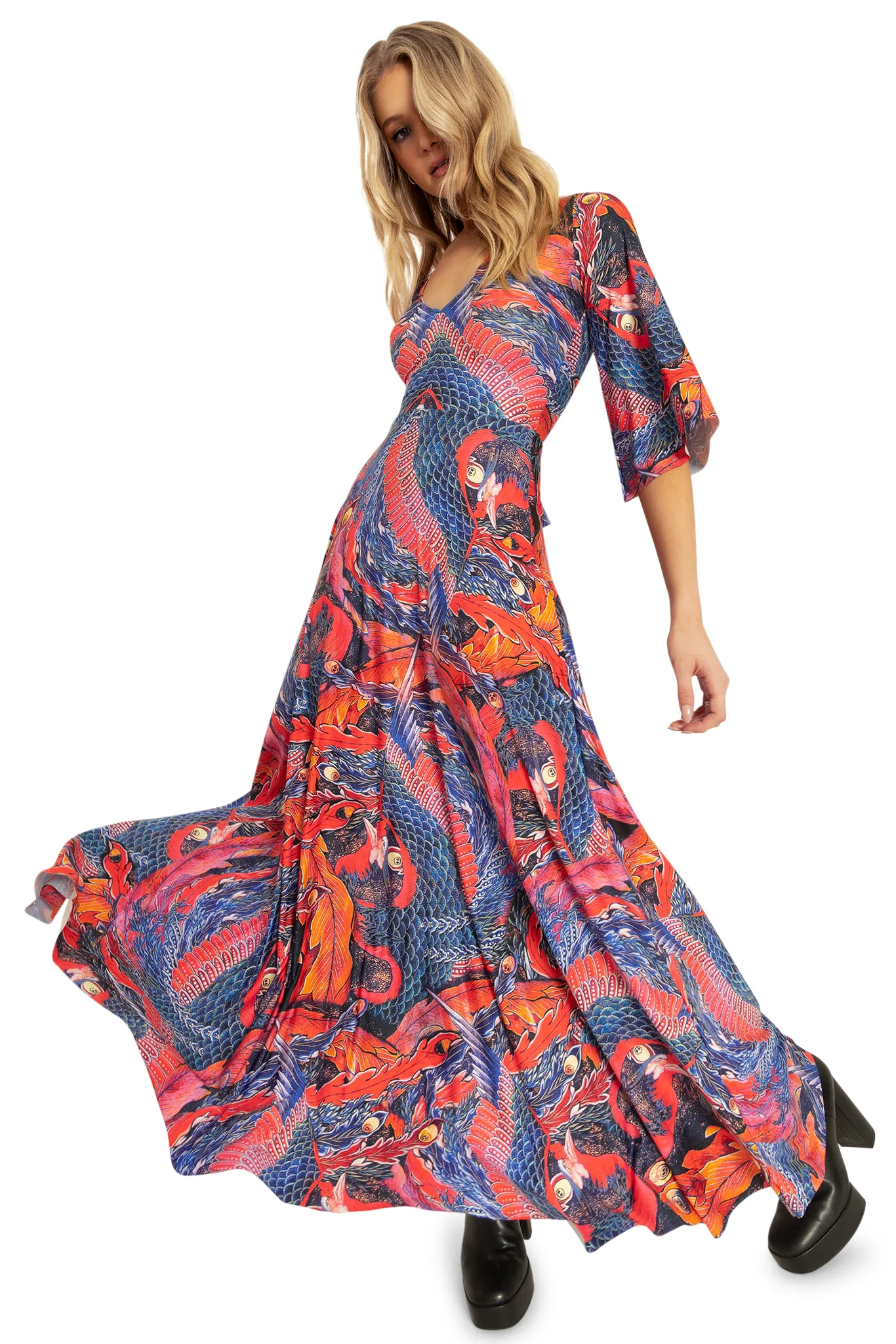 Phoenix Arising Wide Sleeve Maxi Dress - Image 6