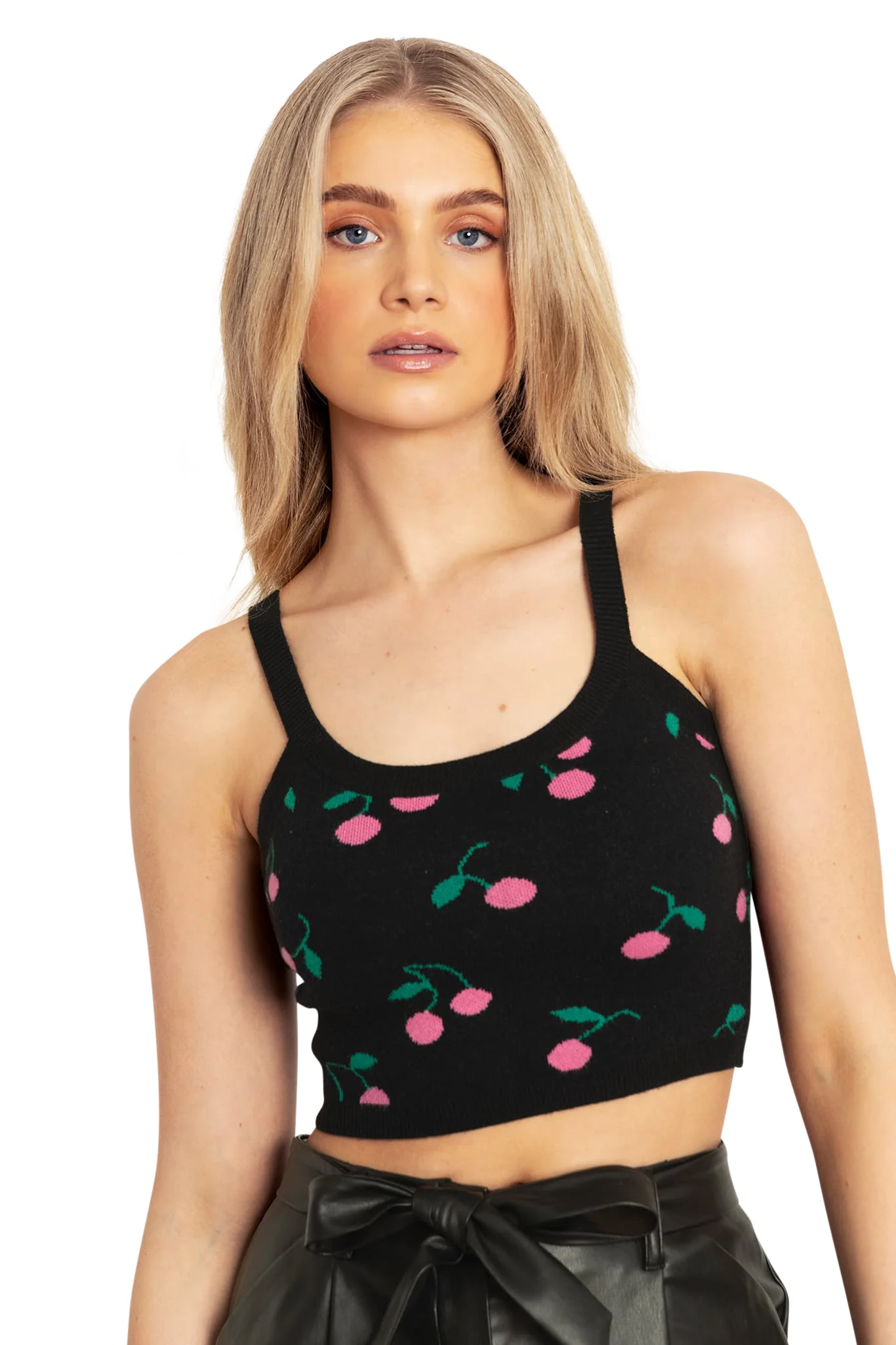 Pink Cherries Knit Crop