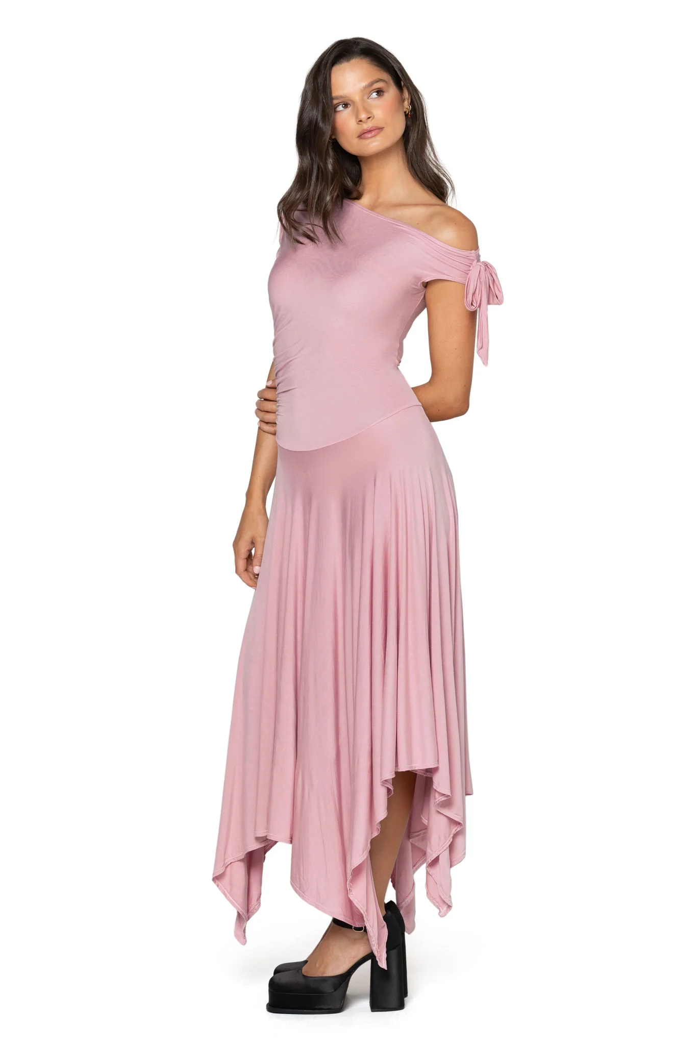 Pink Off The Shoulder Dress - Image 5
