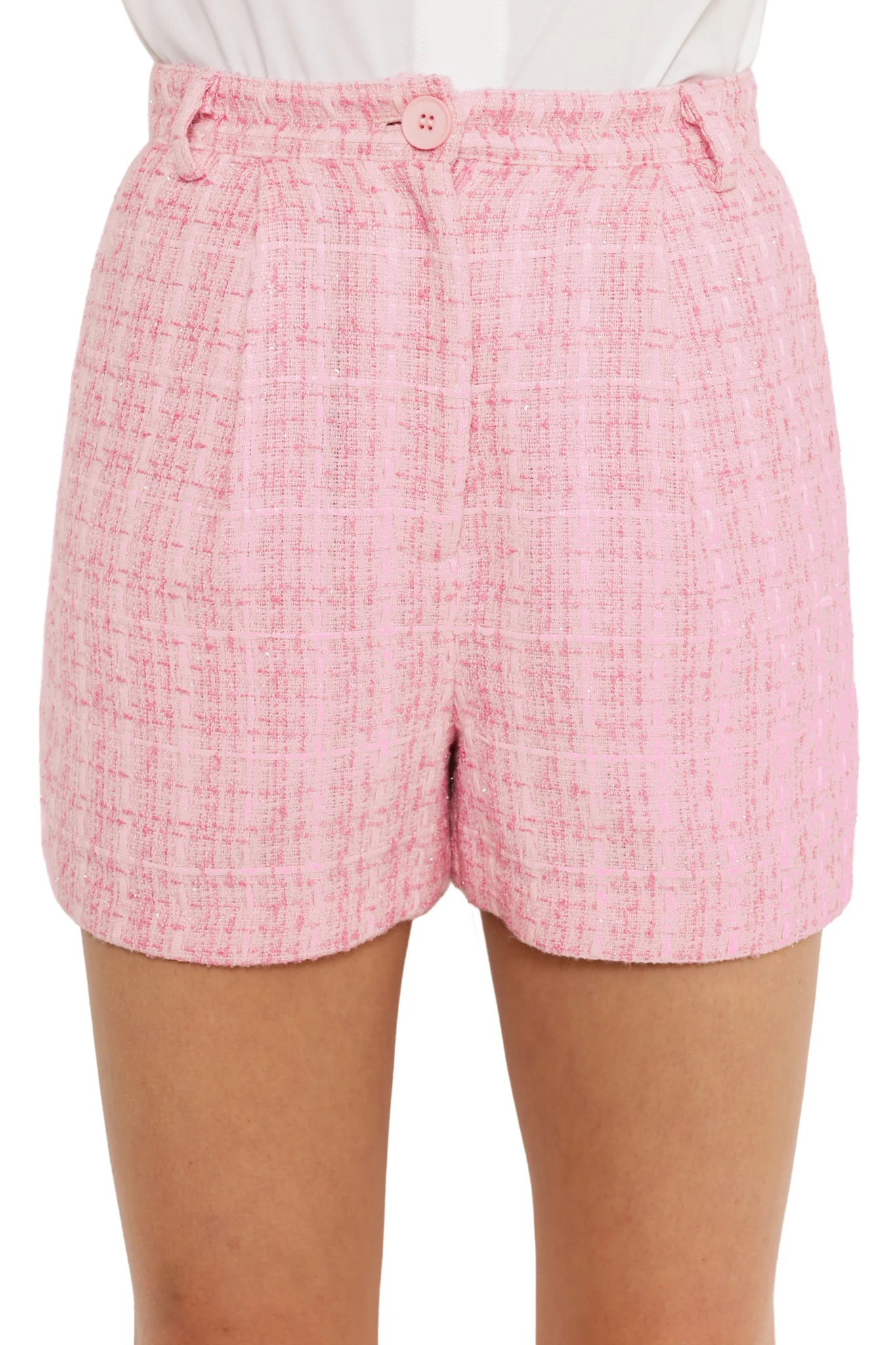Pink Tweed Woven Shorts - Image 2