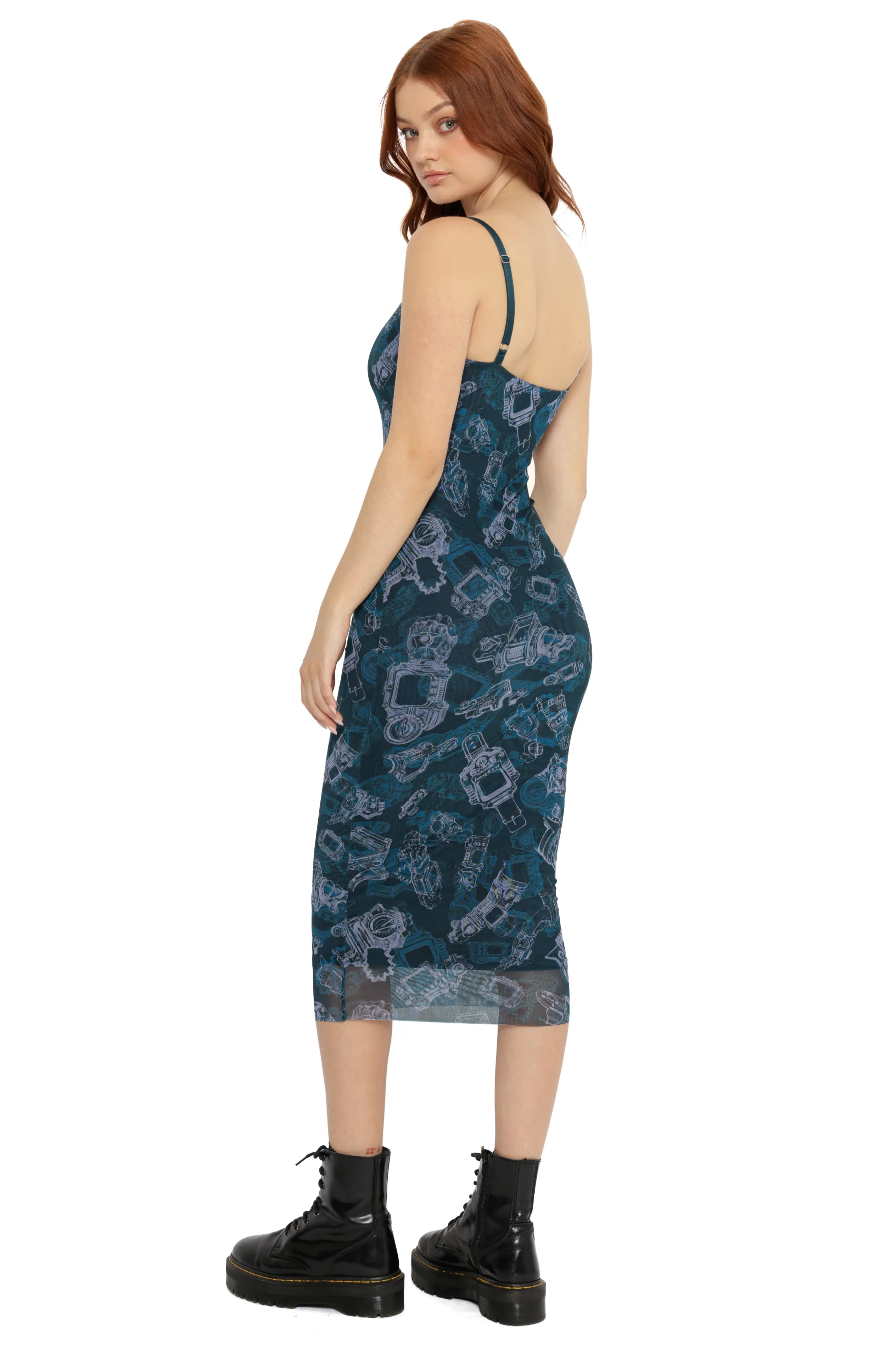 Pip-Boy Schematics Sheer Bodycon Slip Dress - Image 5