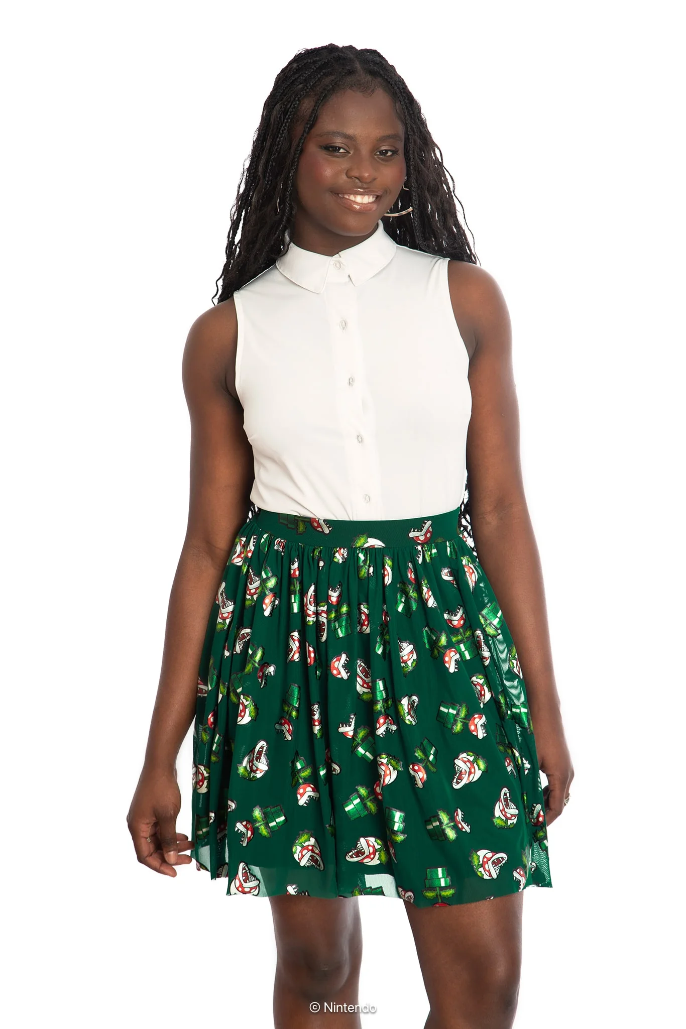 Piranha Plants Sheer Skater Skirt