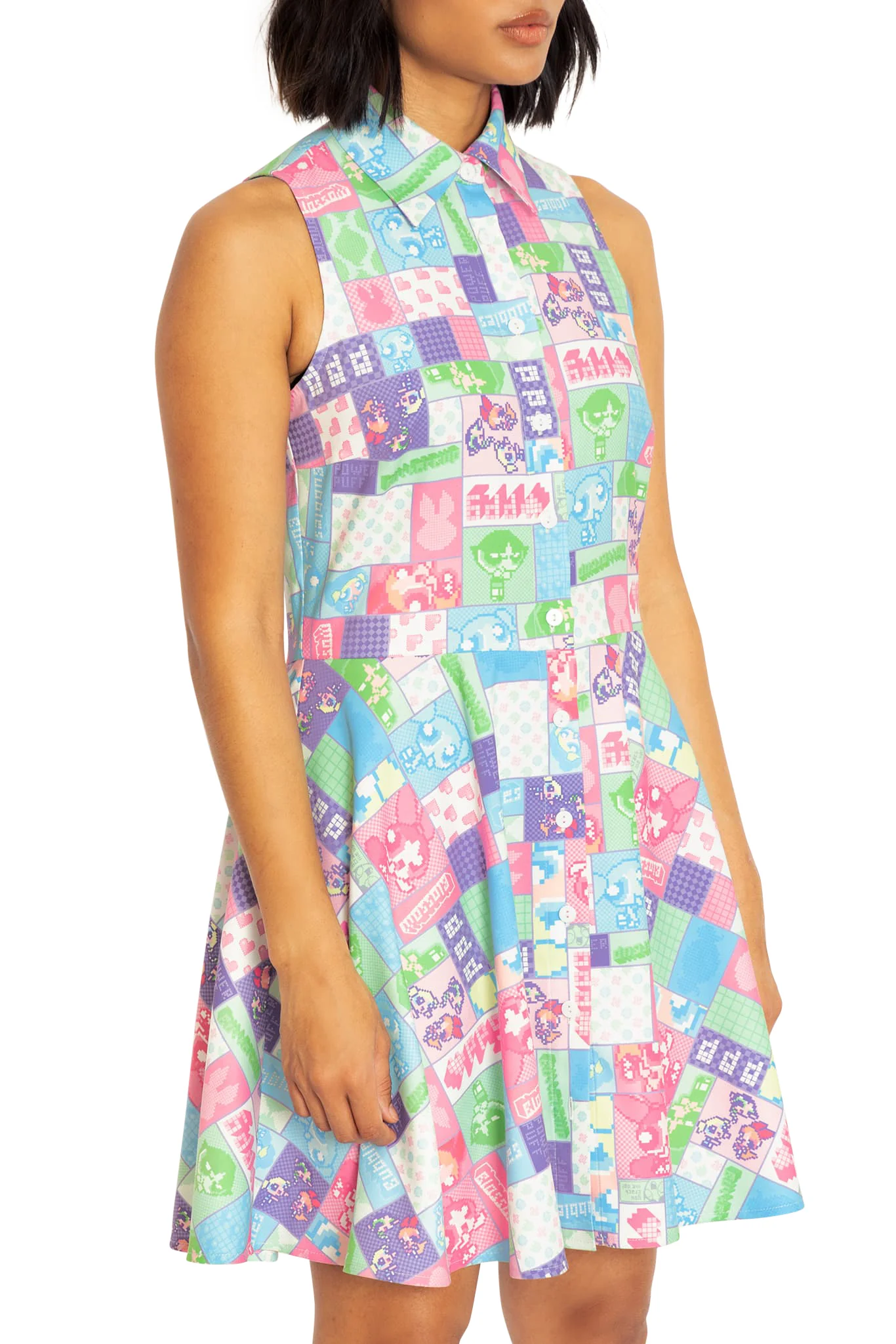 Pixellated Powerpuff Work It Skater Dress - Image 3