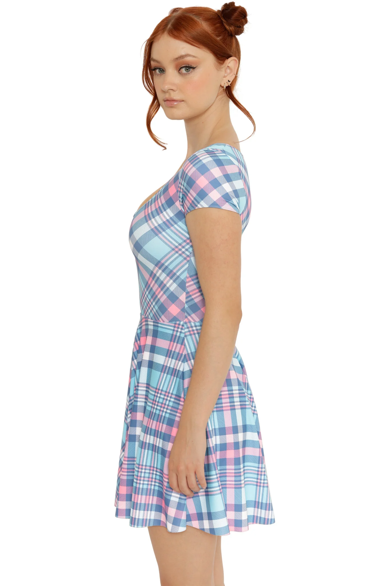 Plaid Baby Pastel Cap Sleeve Skater Dress - Image 4