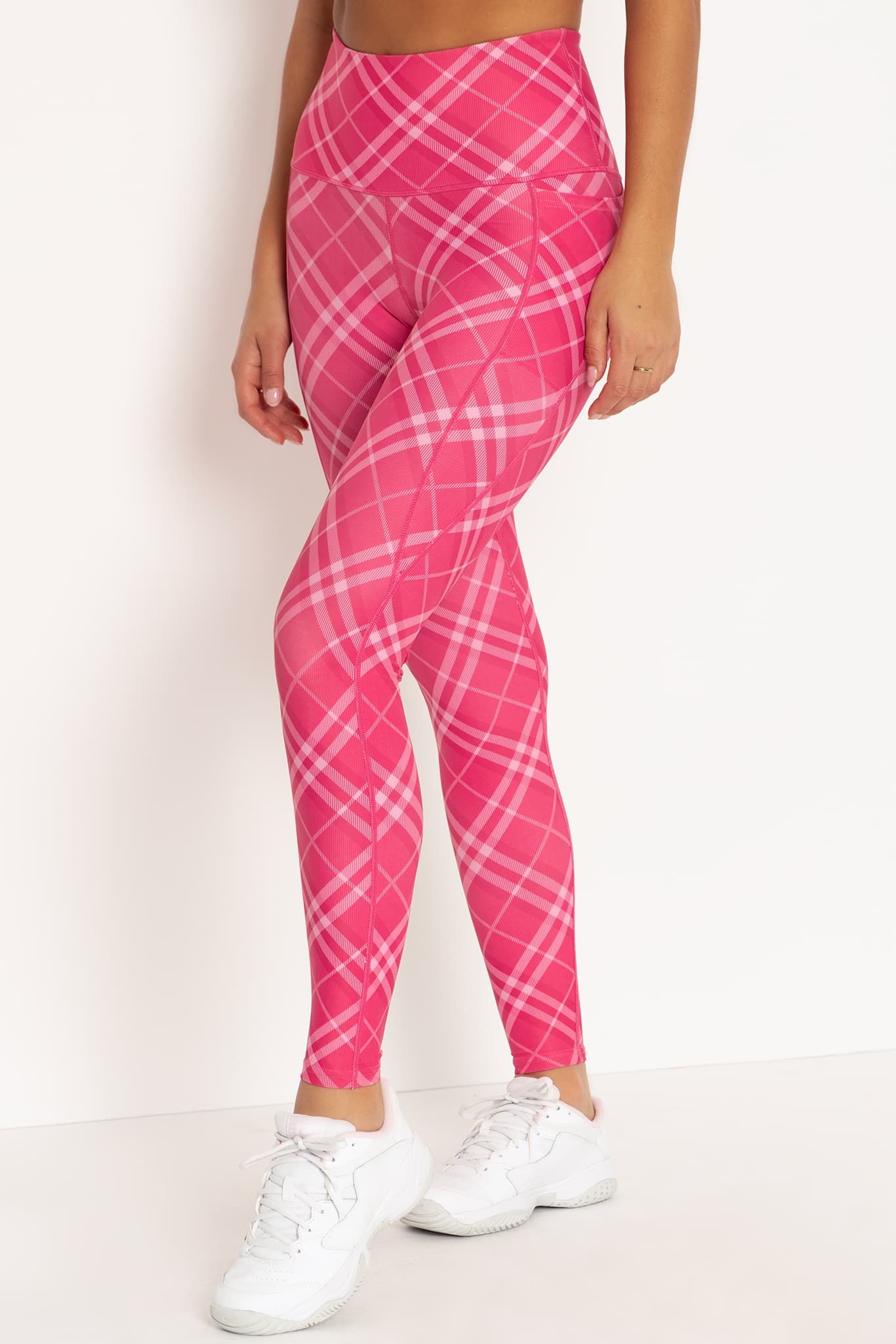 Plaid Pink On Pink High Waisted Ninja Pants - Image 4