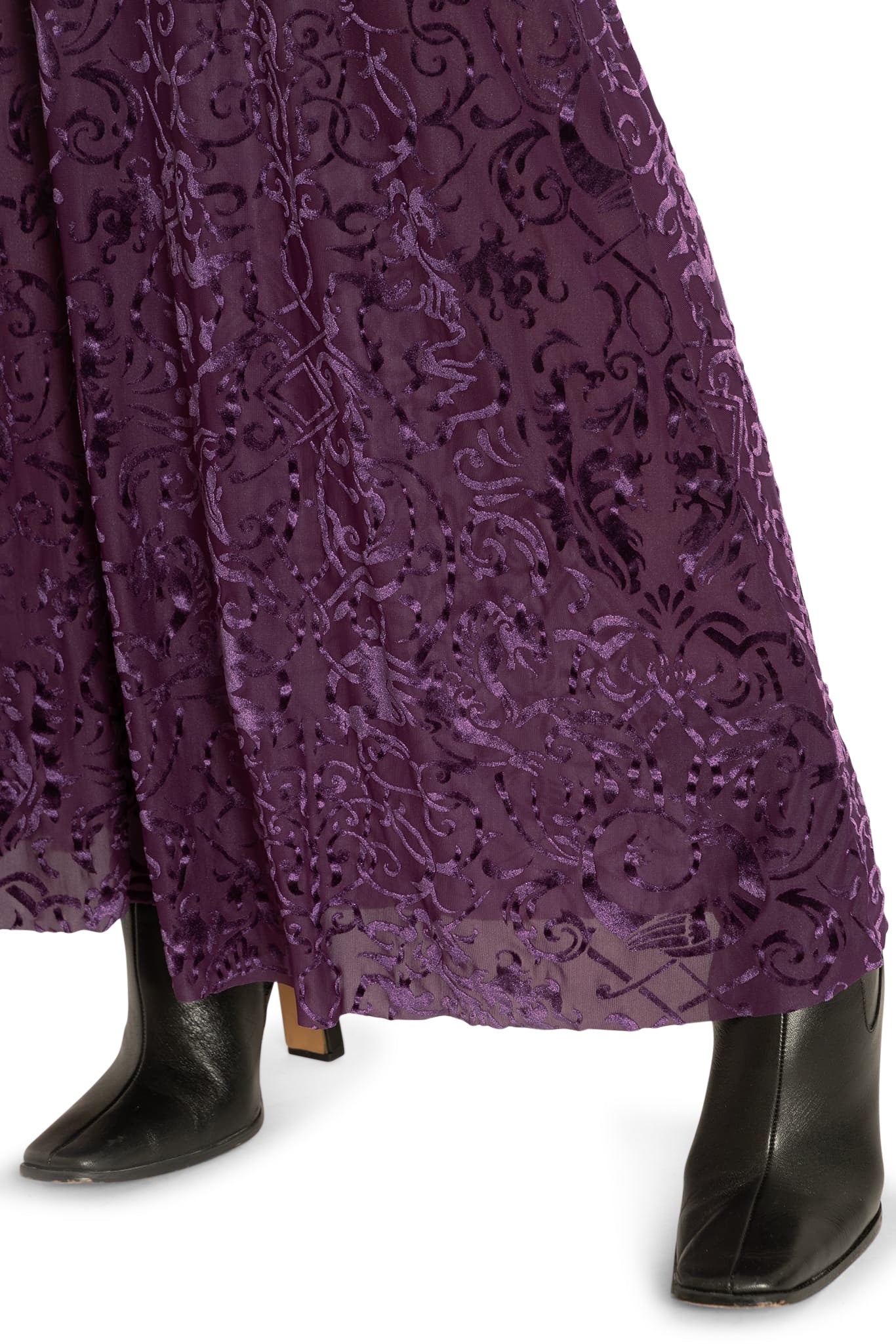 Burned Velvet Gothic Gates Plum Palazzo Pants - Image 5