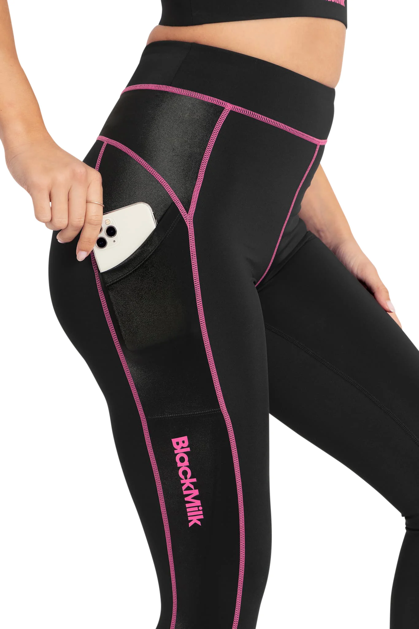 Power Up Lines Wet Look Splice High Waisted Ninja Pants - Image 3