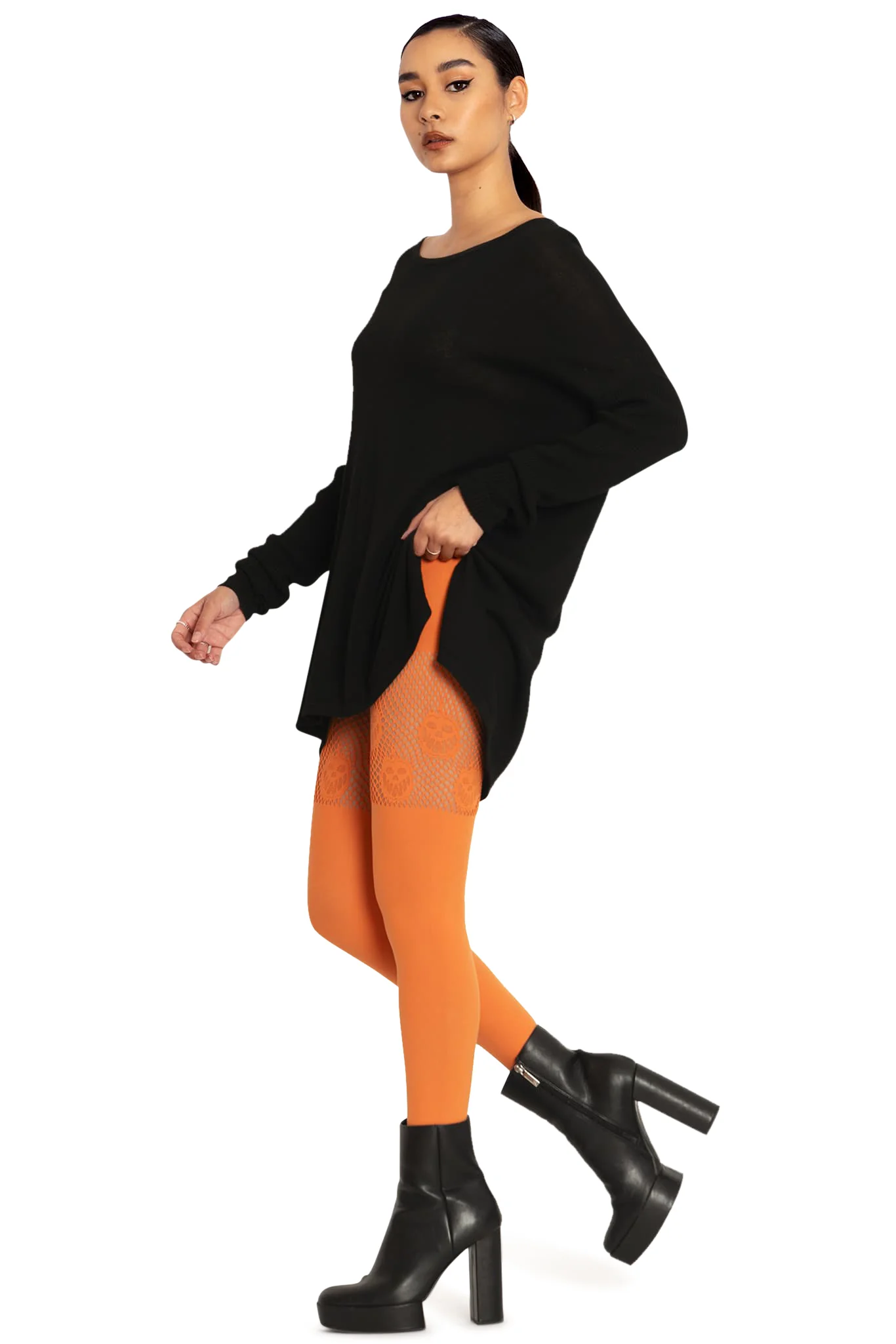 Pumpkin Orange Suspender Hosiery - Image 5