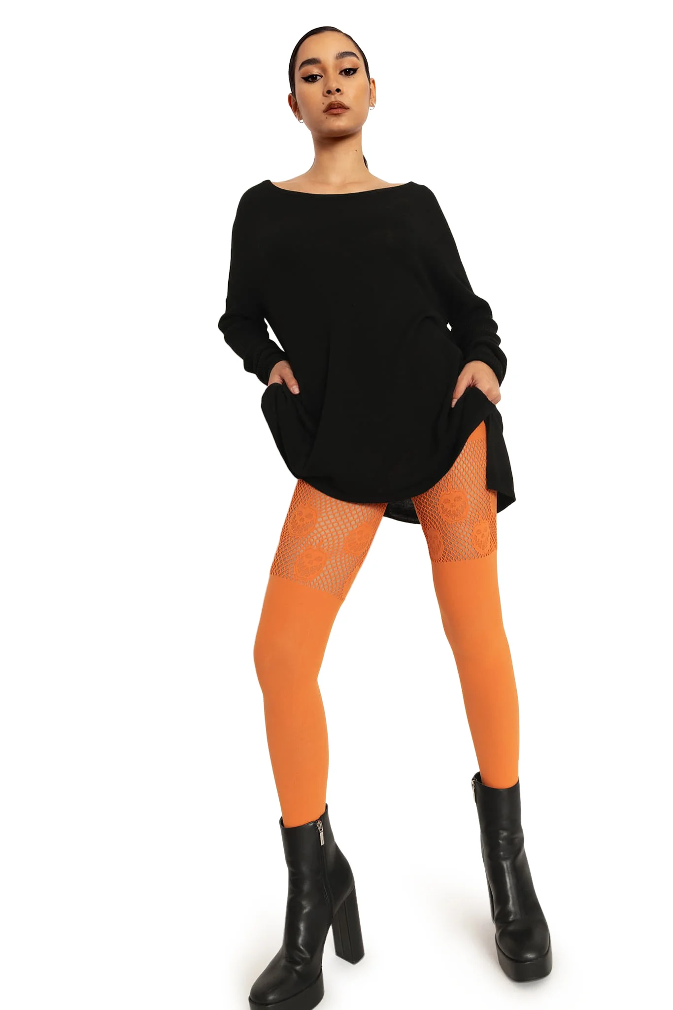 Pumpkin Orange Suspender Hosiery - Image 6