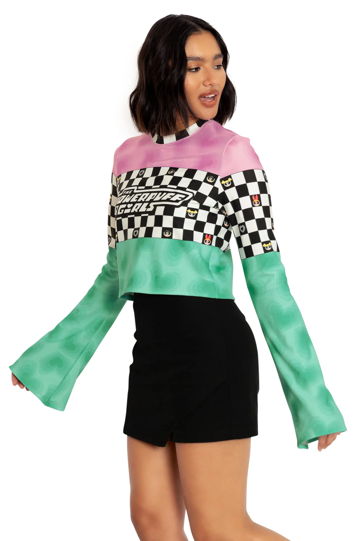 Racing Hearts Cropped Bell Sweater - Image 6