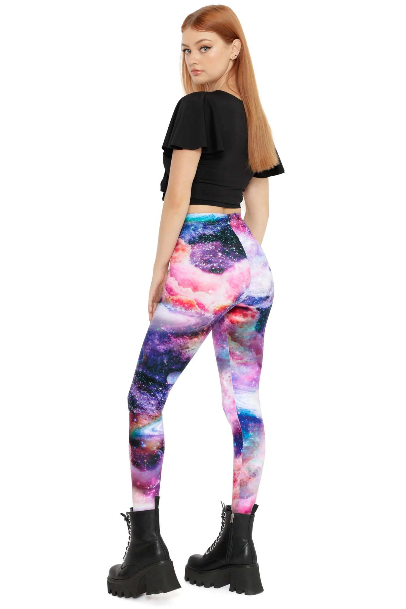 Rainbow Nebula High Waisted Matte Finish Leggings - Image 4